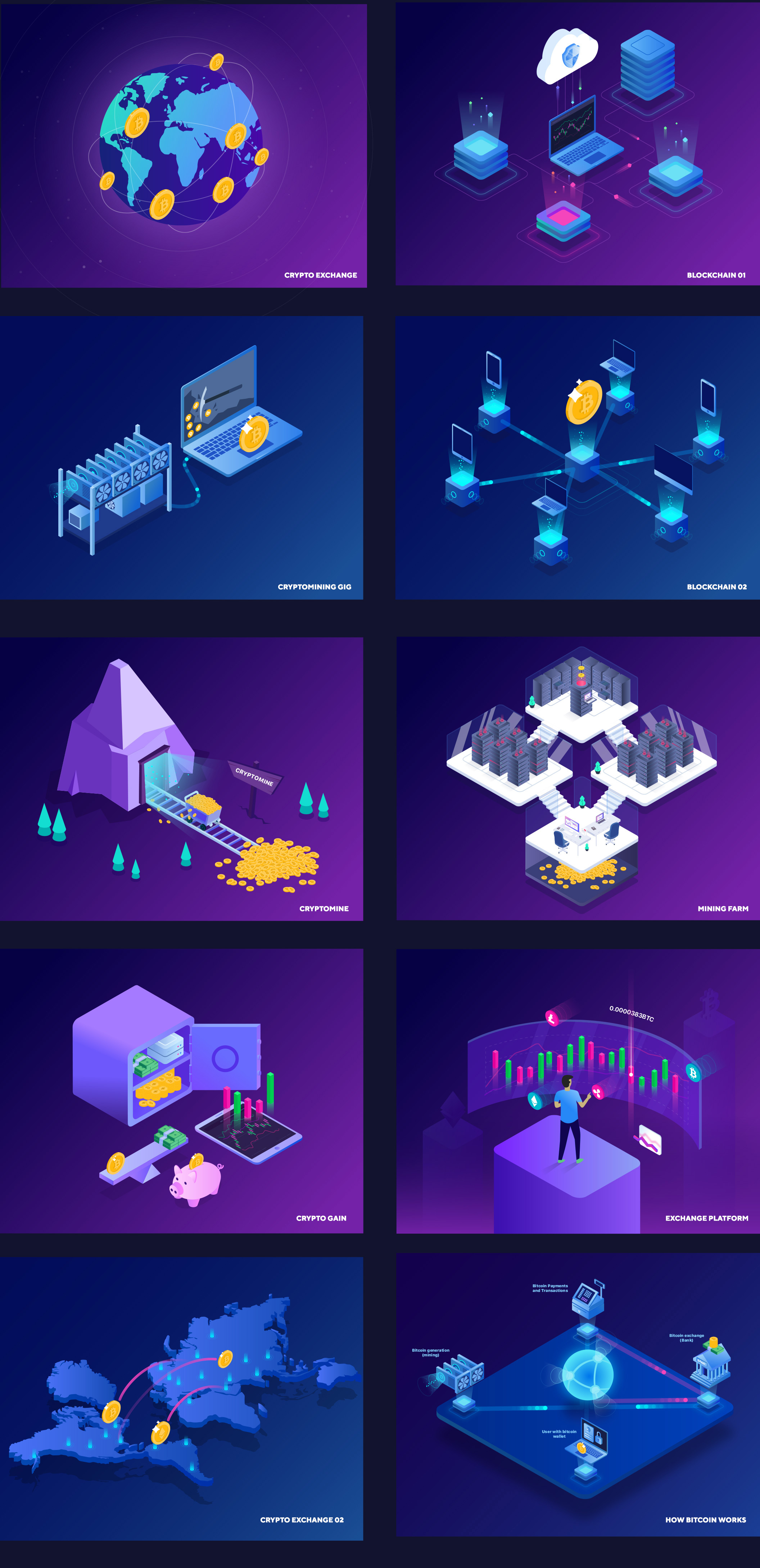 20个等距金融业务加密货币矢量插画素材 Isometric Illustrations Vol. 2_img_2