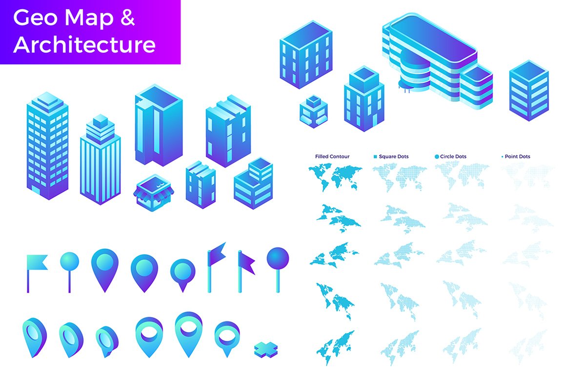 等距区块链主题平面矢量素材集合 Isometric Flat Vector Collection_img_2