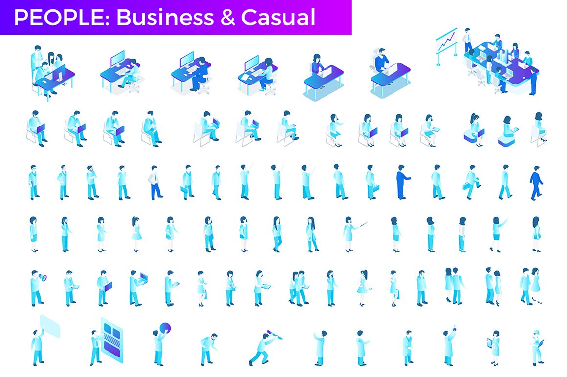 等距区块链主题平面矢量素材集合 Isometric Flat Vector Collection_img_2