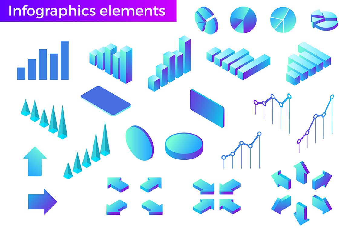 等距区块链主题平面矢量素材集合 Isometric Flat Vector Collection_img_2