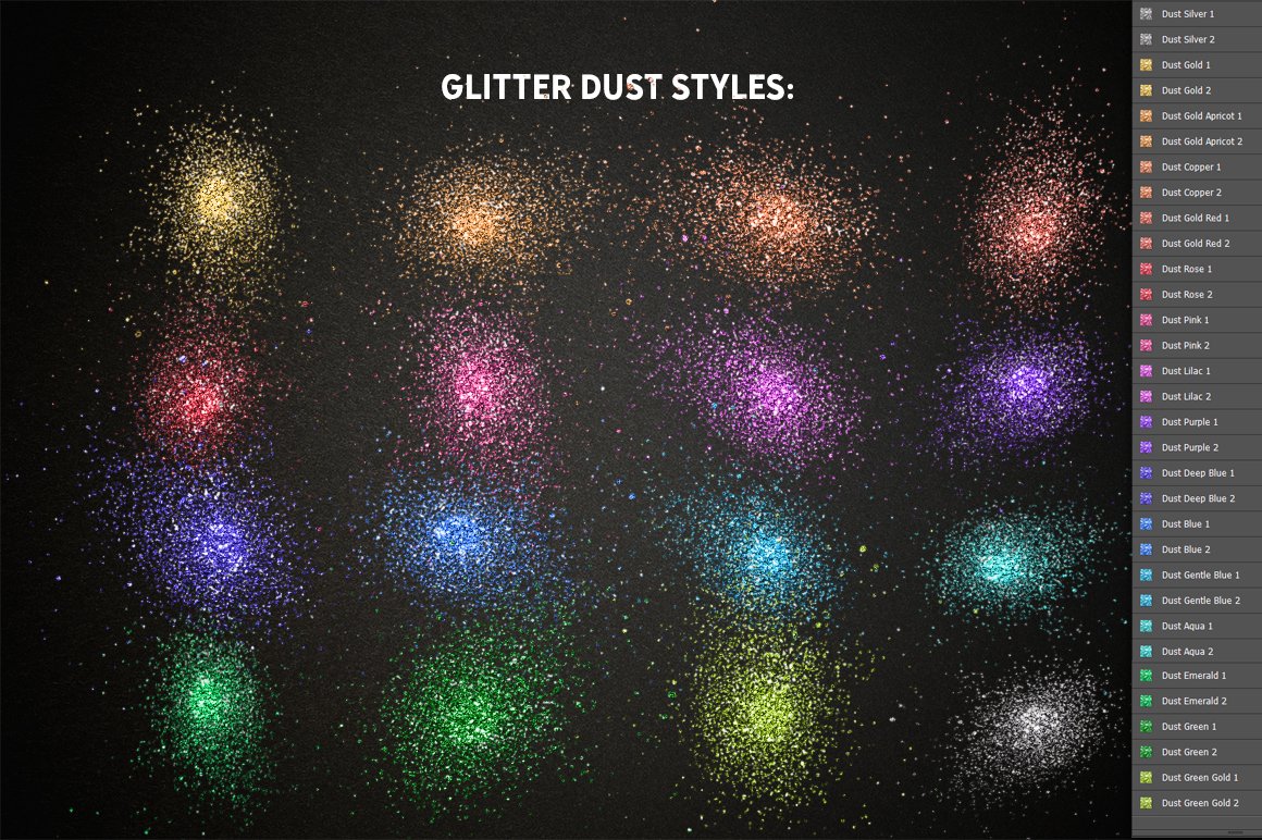 24种多色六边形闪光效果PS样式笔刷动作 GLITTER PRO Styles, Actions, Brushes_img_2