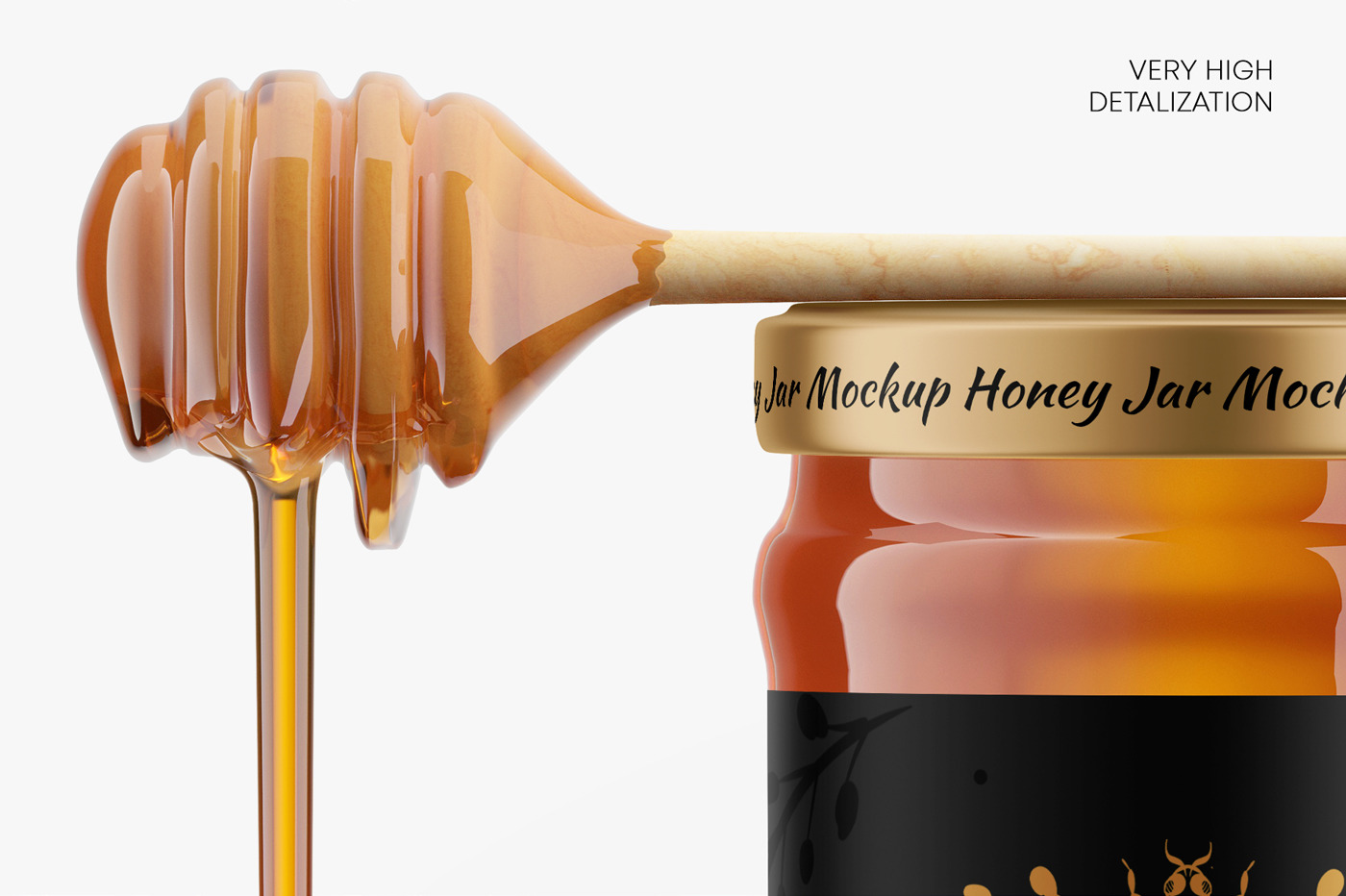 蜂蜜玻璃瓶标签设计展示样机 Honey Glass Jar Mockup Set_img_2