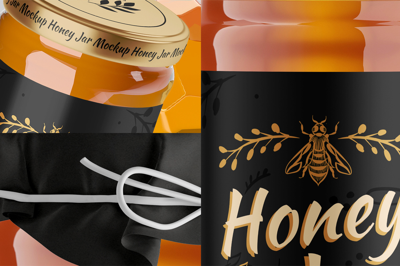 蜂蜜玻璃瓶标签设计展示样机 Honey Glass Jar Mockup Set_img_2