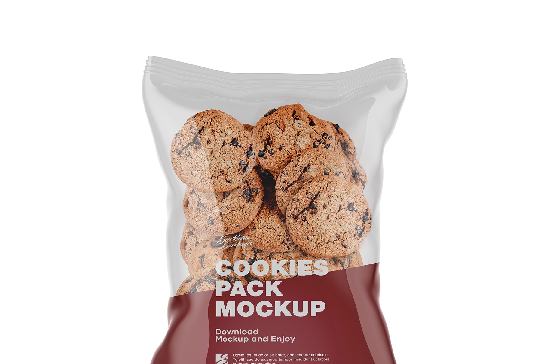 光泽饼干塑料包装袋设计展示样机 Cookies Pack Mockup_img_2