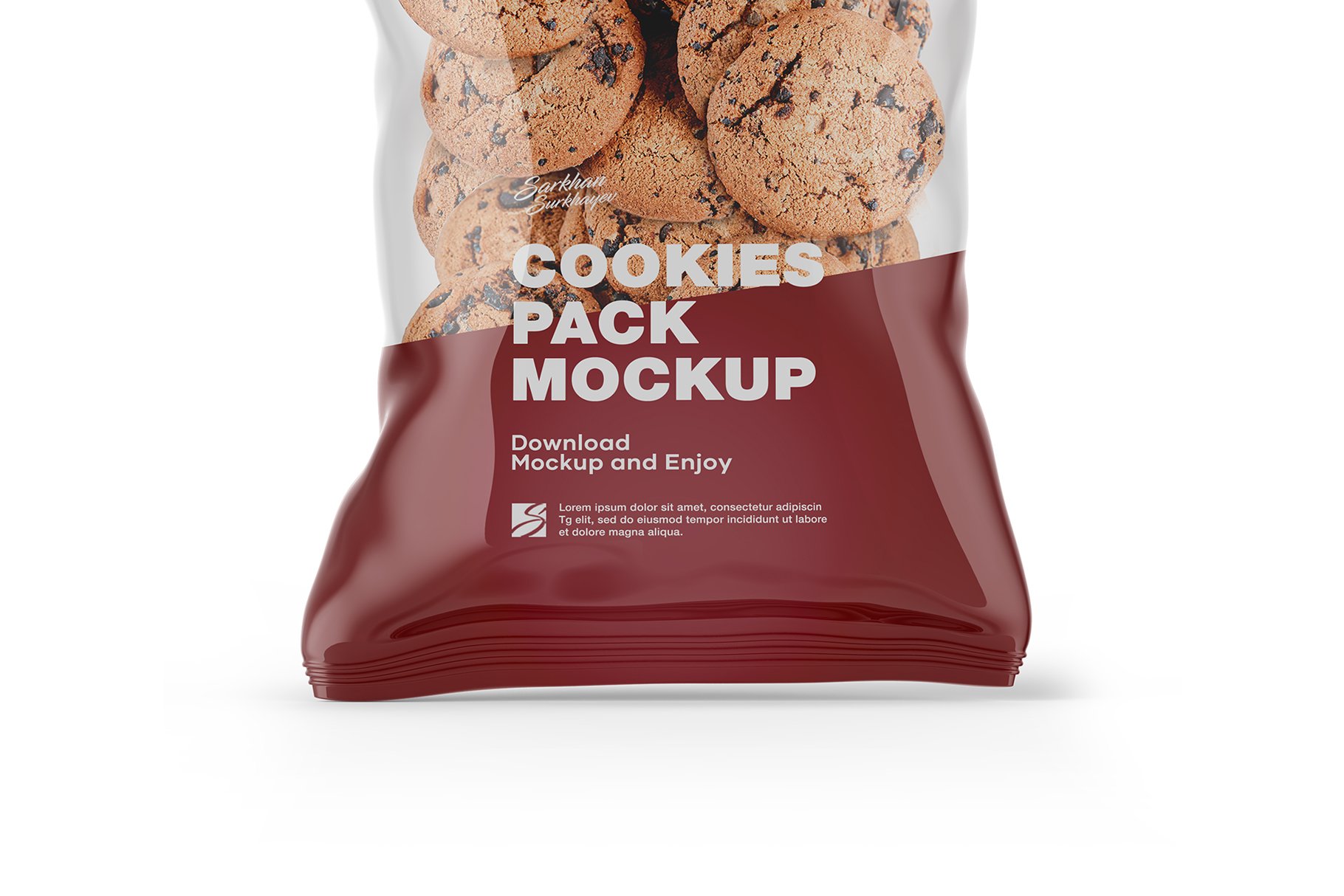 光泽饼干塑料包装袋设计展示样机 Cookies Pack Mockup_img_2