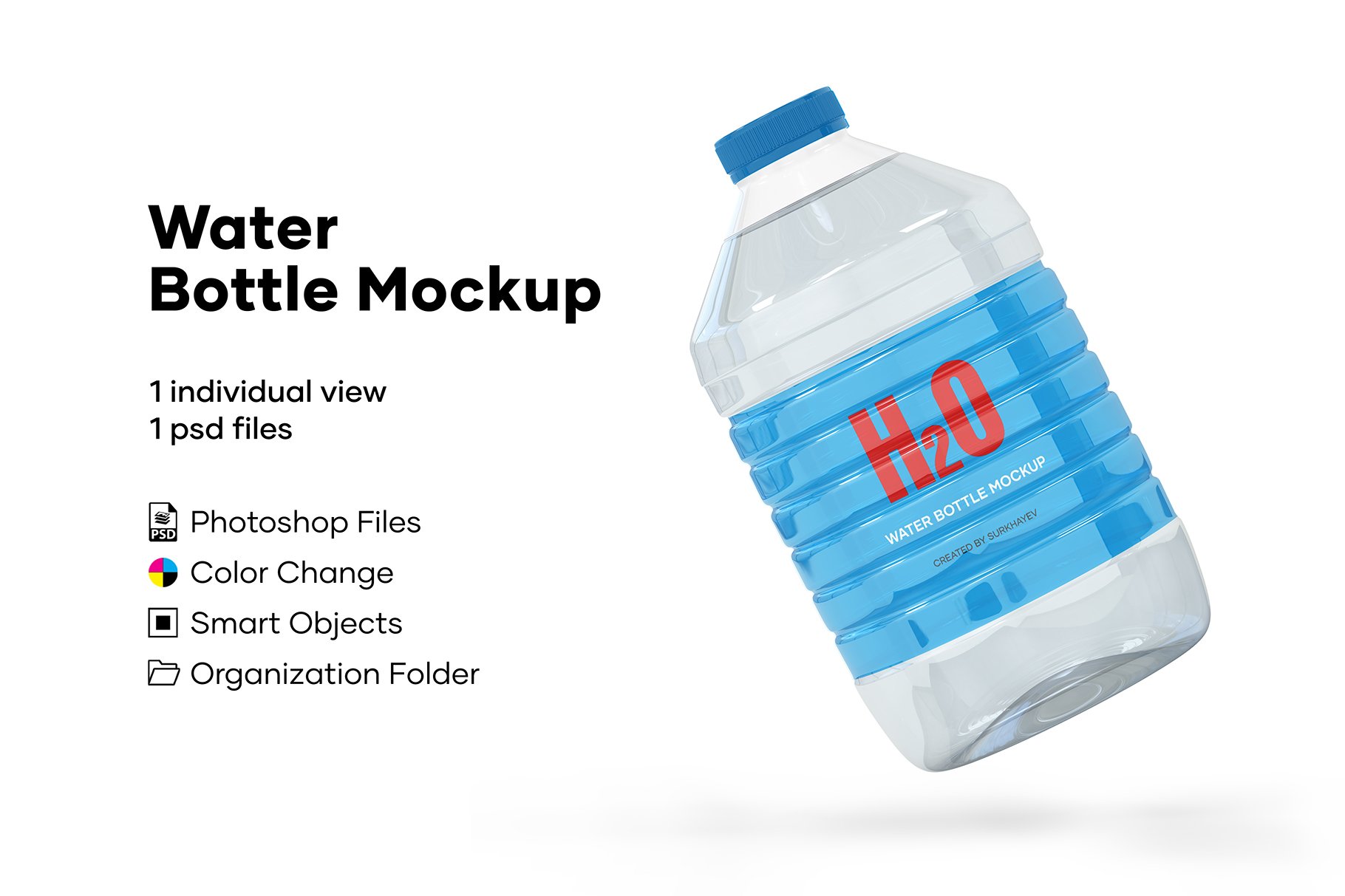 5L透明PET矿泉水瓶样机 5L Clear PET Water Bottle Mockup_img_2