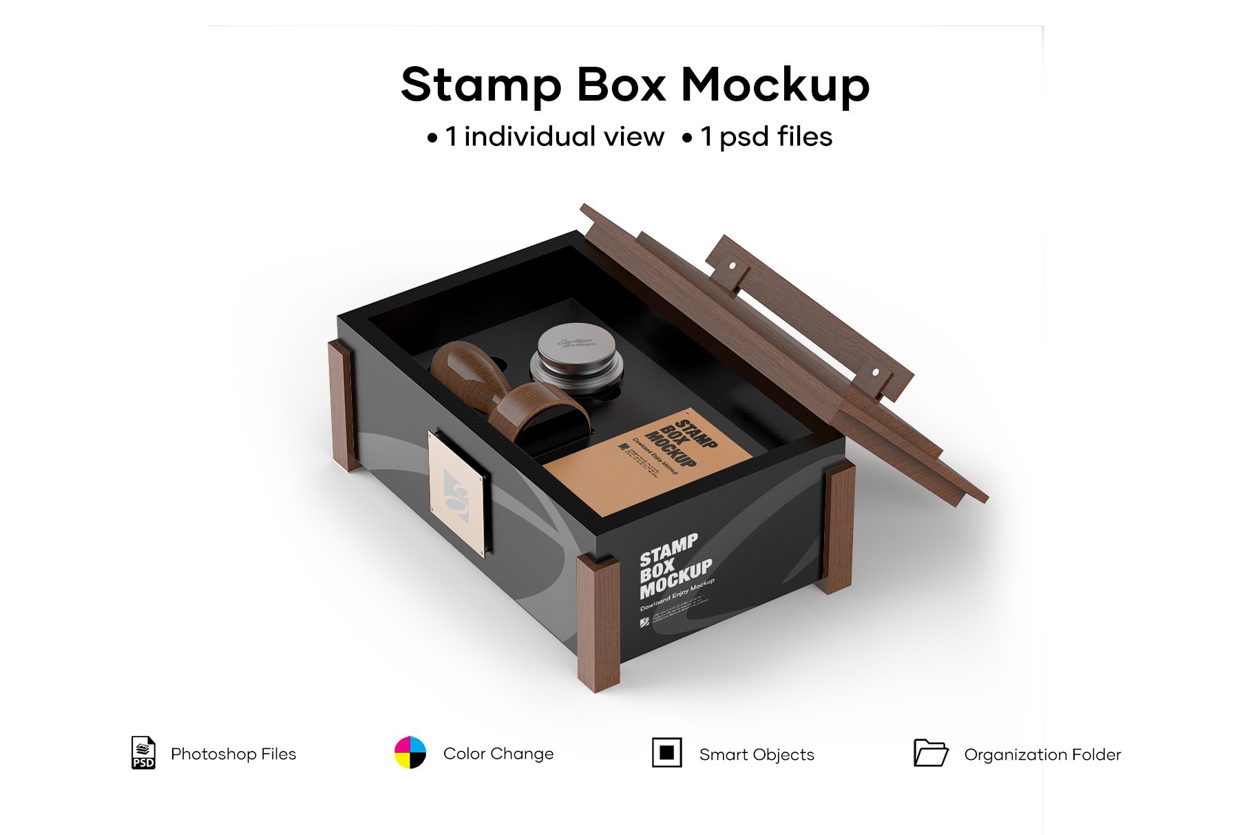 邮票盒外观设计展示样机模板 Stamp Box Mockup_img_2