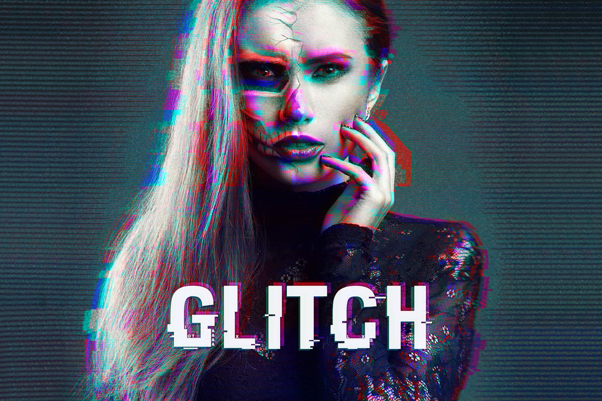 失真毛刺故障风照片处理效果PS动作 Glitch Photoshop Action_img_2