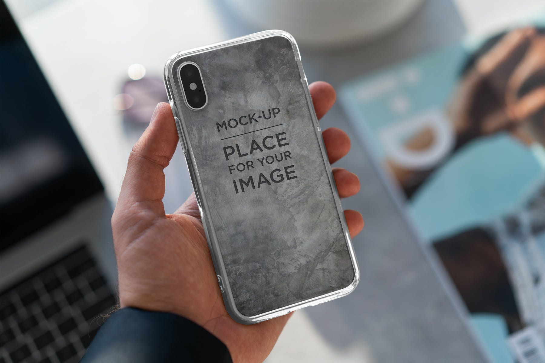 16款iPhone Xs手机壳印花设计展示样机模板 iPhone Xs Clear Case Mockup Vol.2_img_2