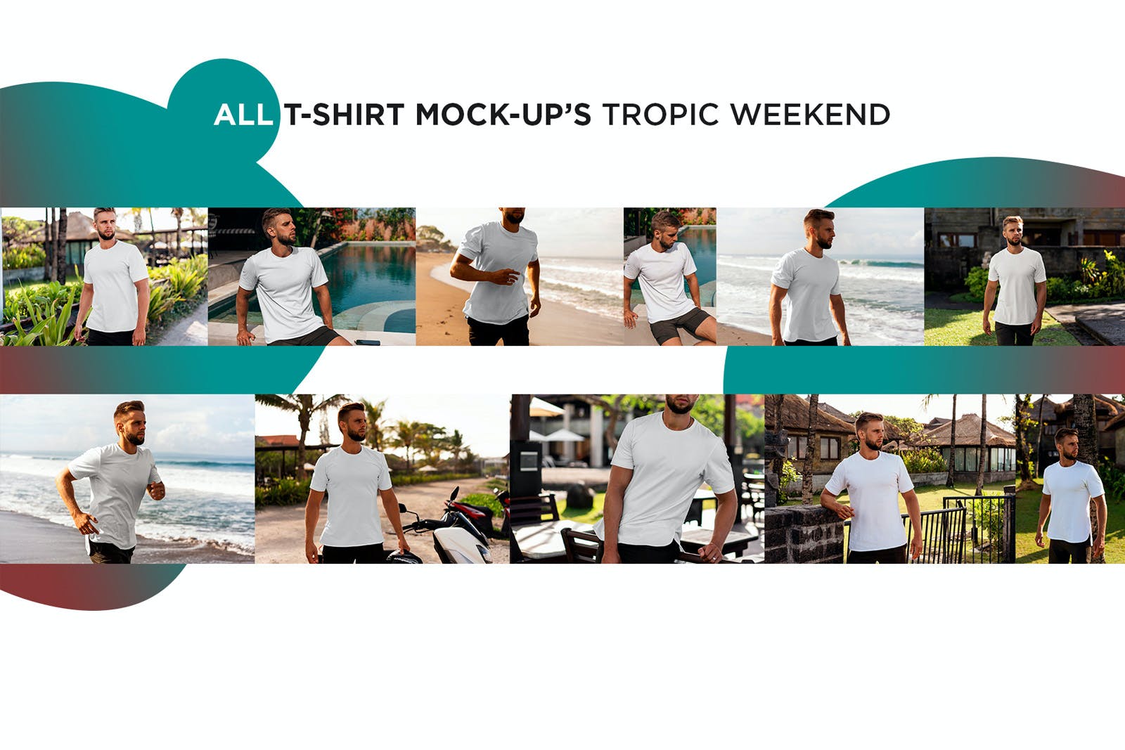 11款男士T恤半袖印花设计样机模板 T-Shirt Mockup Tropic Weekend_img_2