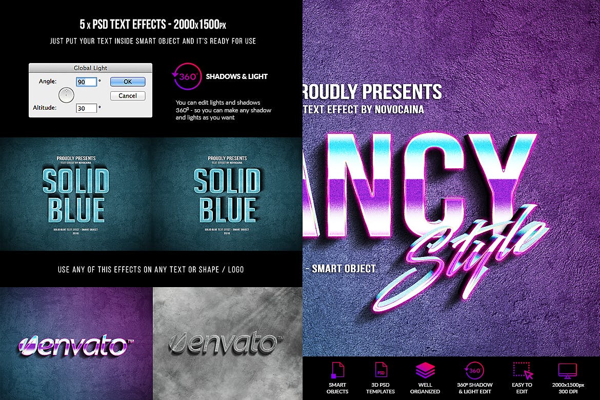 10款3D立体徽标字体设计PS样式模板 Text Effects Bundle - 10 PSD_img_2