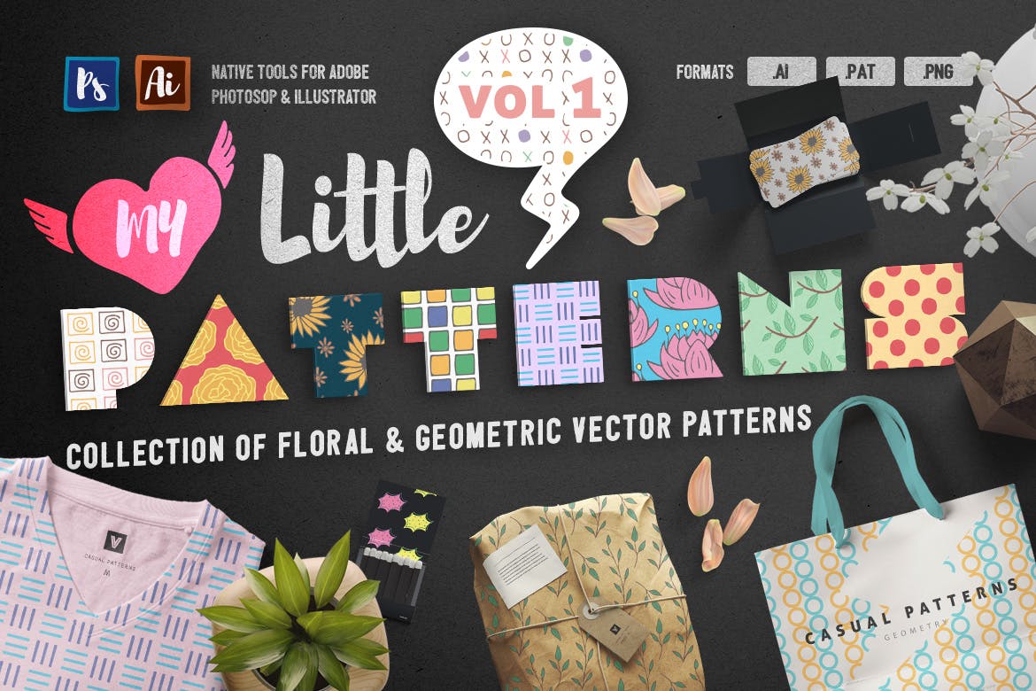 50款几何无缝隙装饰矢量图案素材 My Little Patterns Vol. 1_img_2