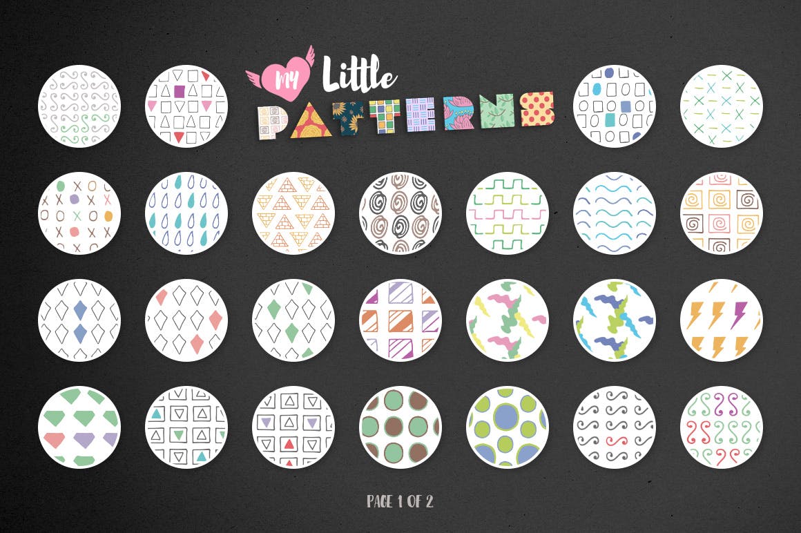 50款几何无缝隙装饰矢量图案素材 My Little Patterns Vol. 1_img_2