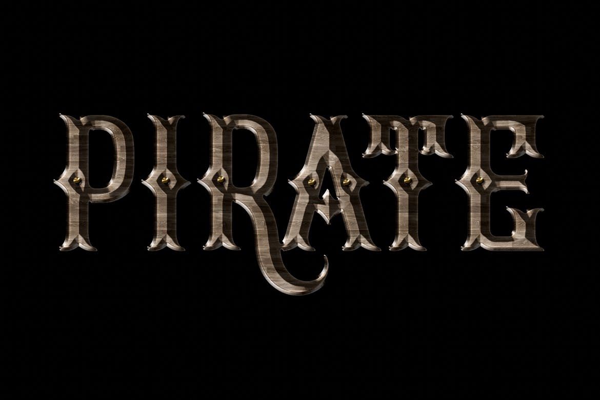 33个复古游戏标题徽标3D文字设计样式模板 Corsair & Pirates Photoshop Layer Styles FX_img_2