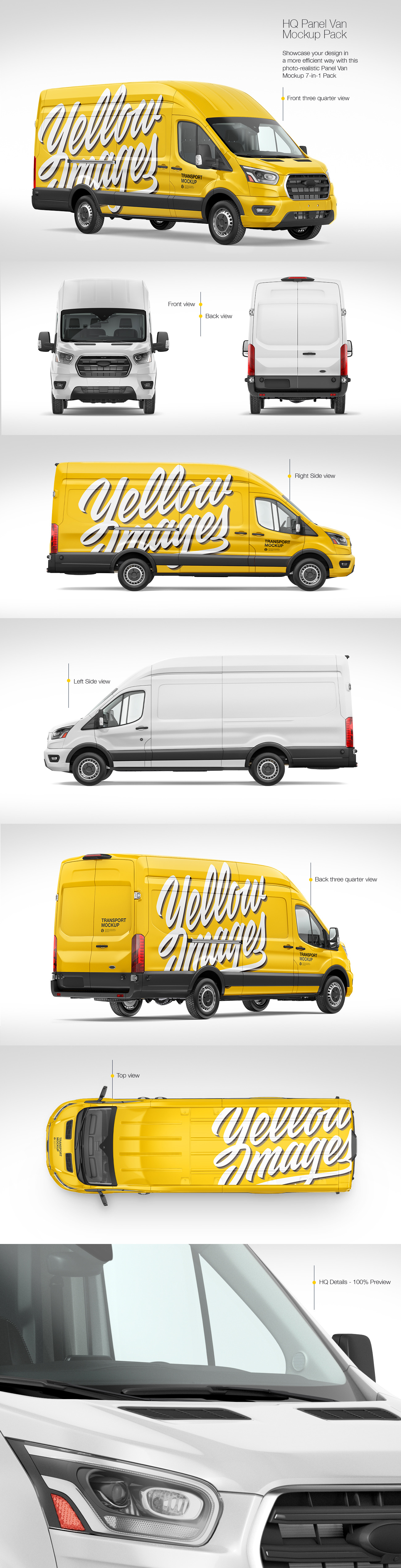 面包货车车贴车身广告设计展示样机 HQ Panel Van Mockup 7-in-1 Pack_img_2