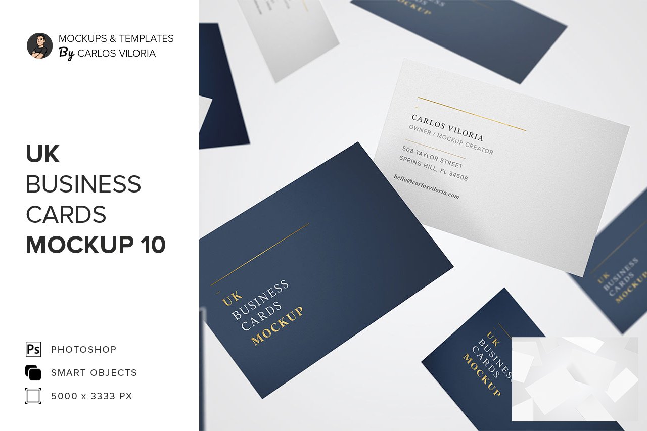 简约商务个人名片卡片样机模板 UK Business Cards Mockup 10_img_2