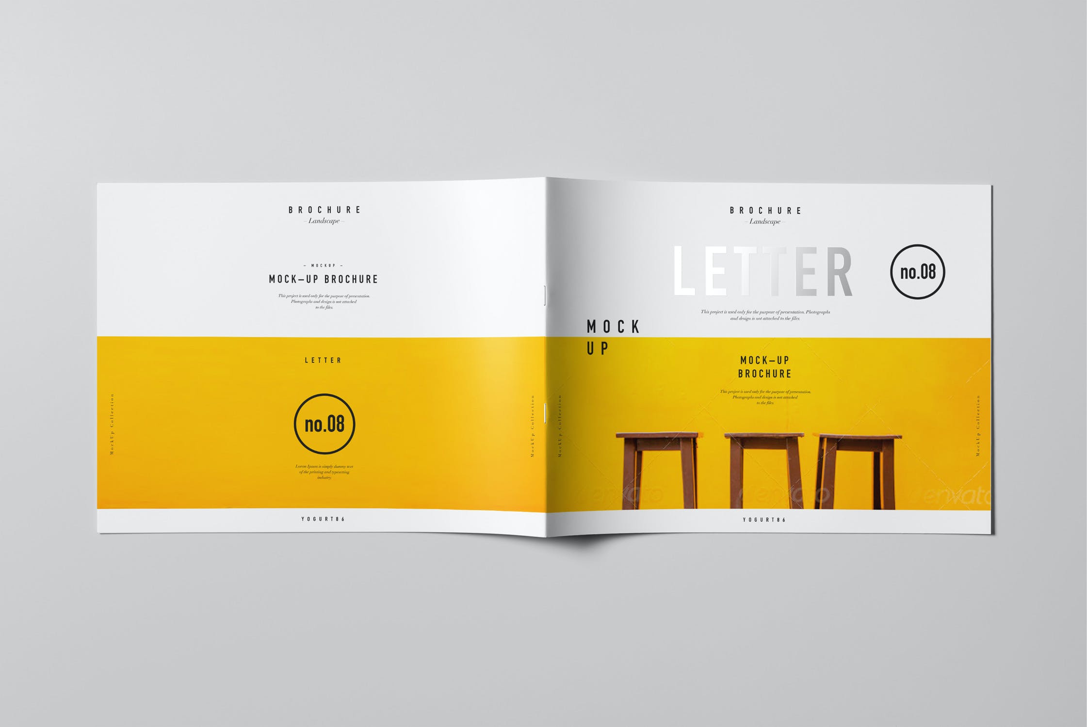 8款横版宣传画册杂志设计样机模板 US Letter Horizontal Brochure Mockup_img_2