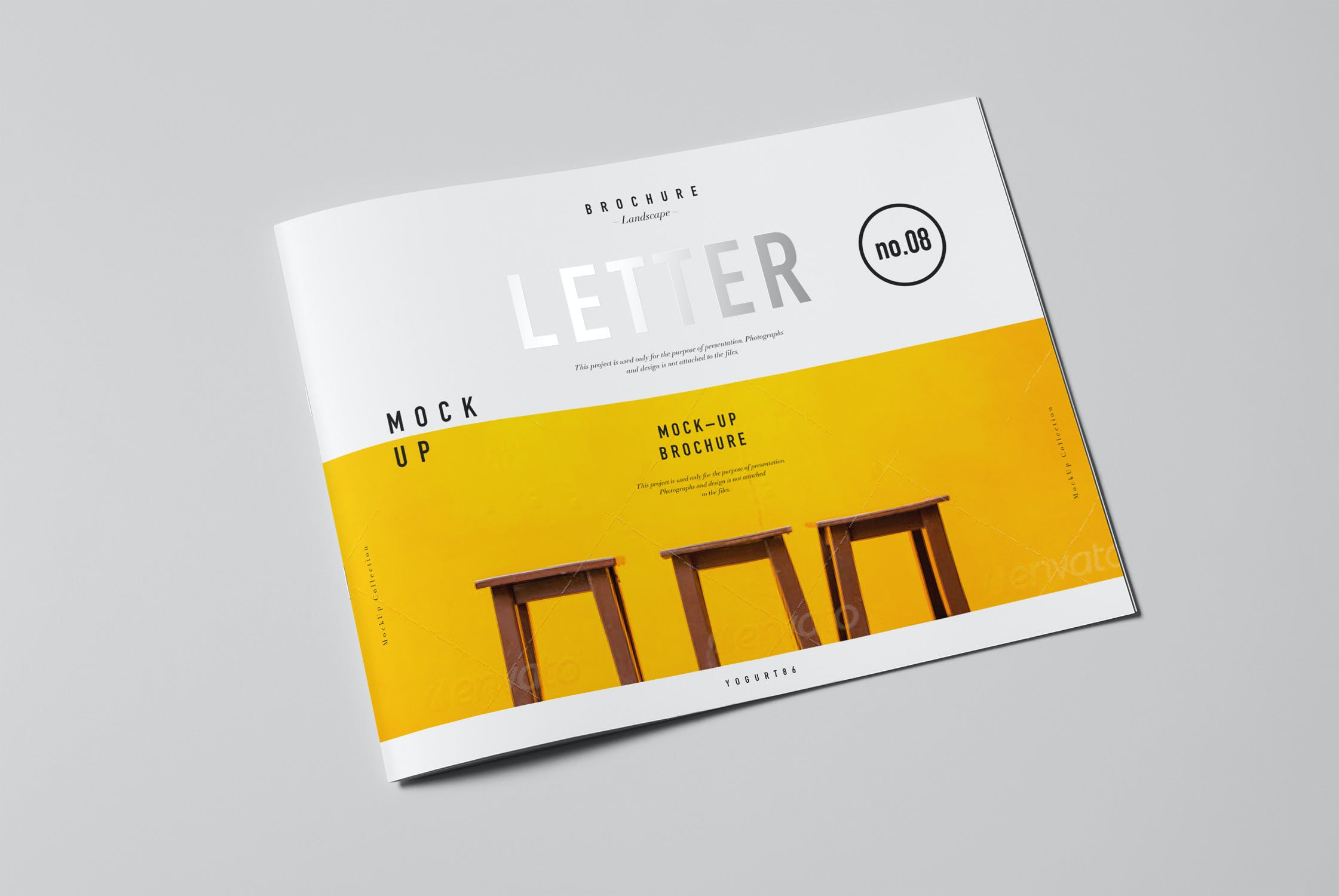 8款横版宣传画册杂志设计样机模板 US Letter Horizontal Brochure Mockup_img_2