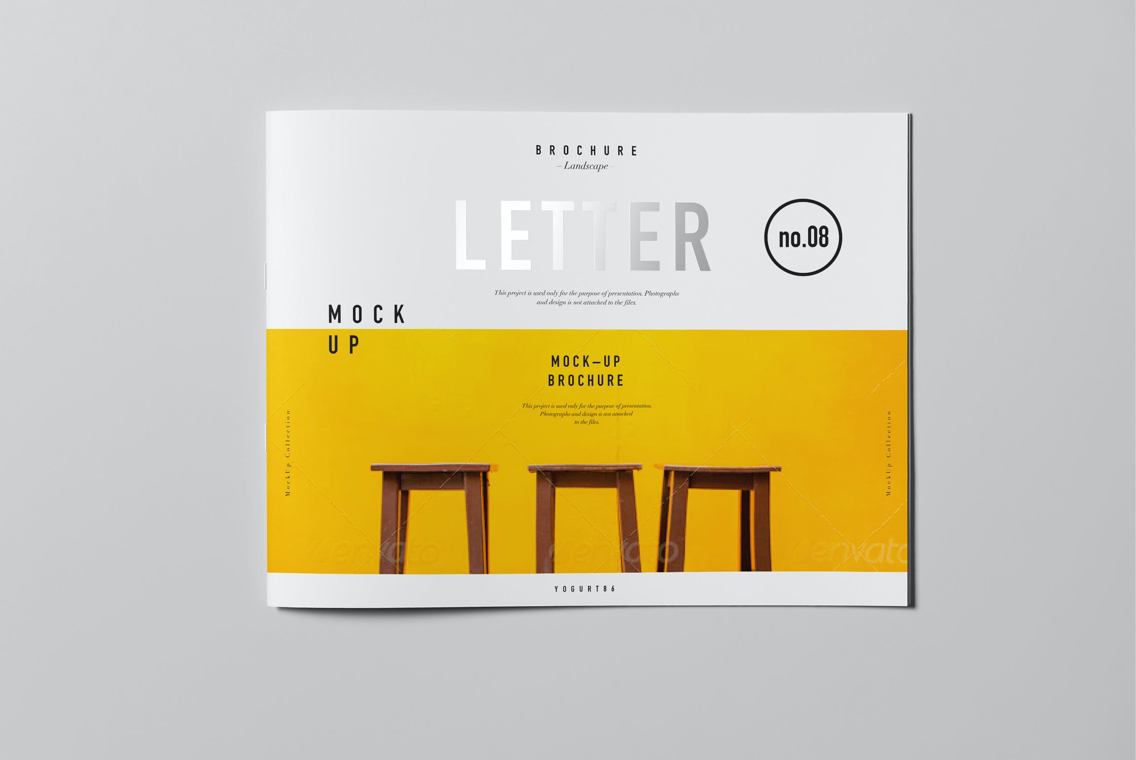 8款横版宣传画册杂志设计样机模板 US Letter Horizontal Brochure Mockup_img_2