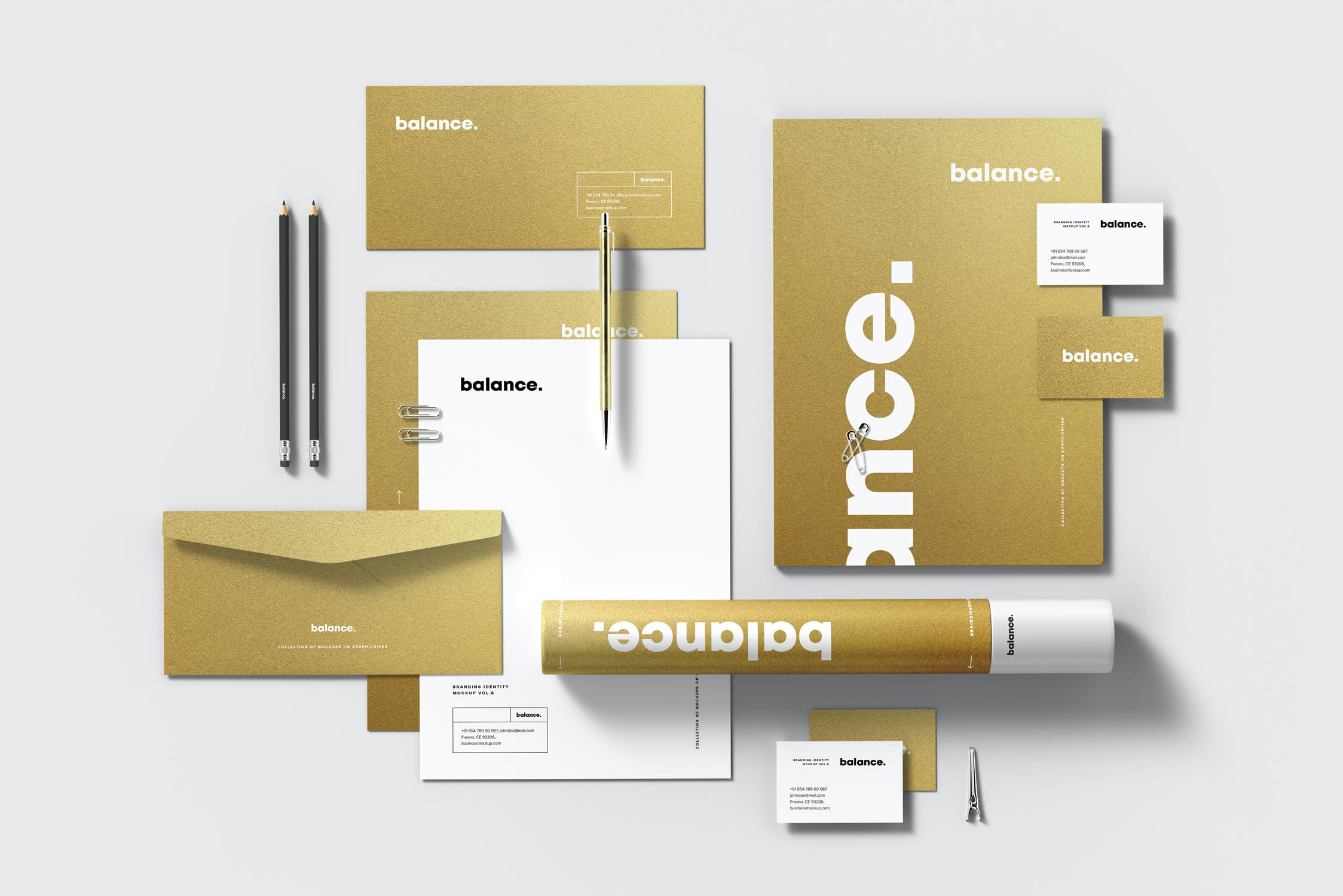 品牌企业形象VI设计办公文具展示样机模板 Branding Identity Mockup 8_img_2