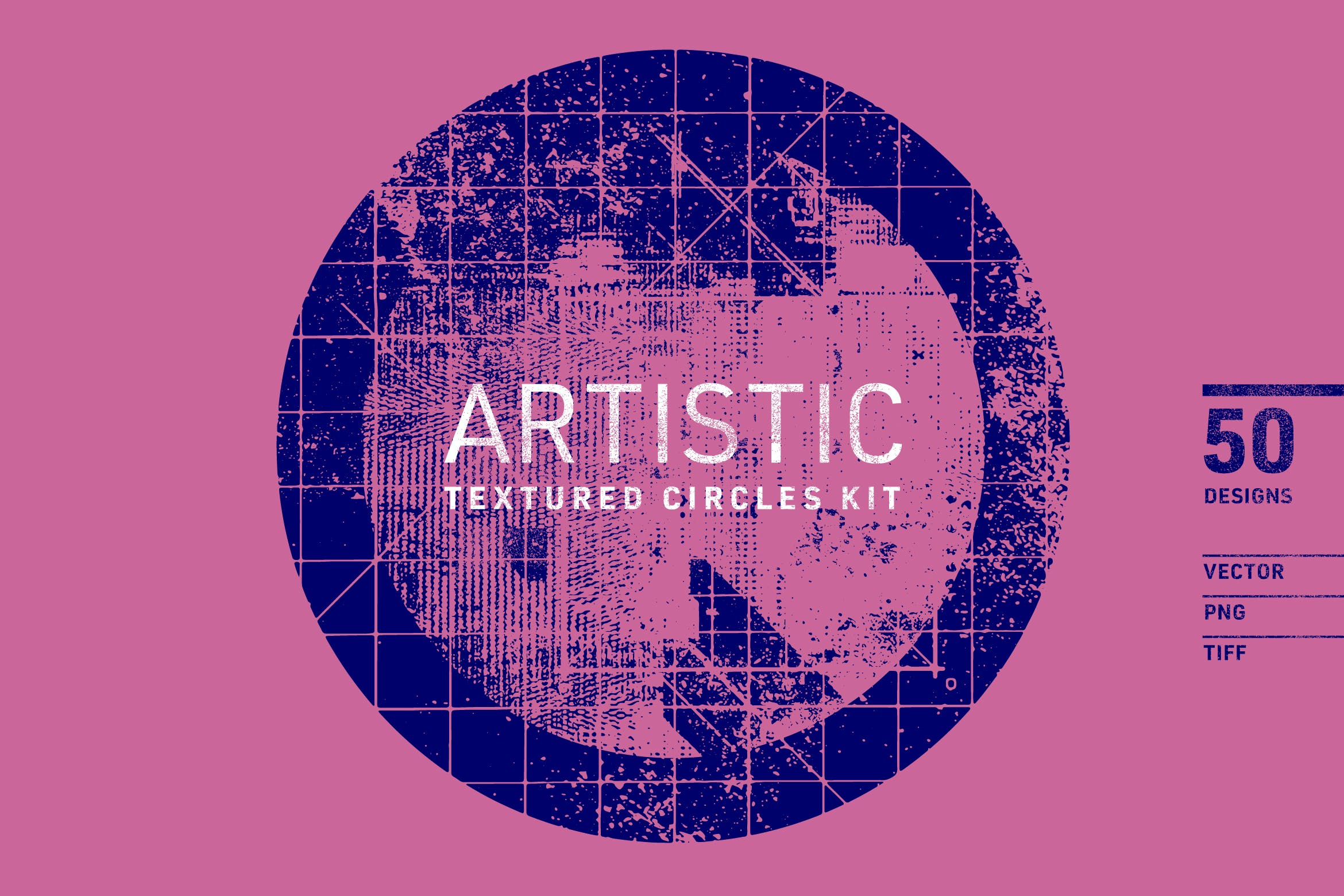 50款潮流抽象复古做旧磨损矢量背景纹理 Artistic Textured Circles Kit_img_2