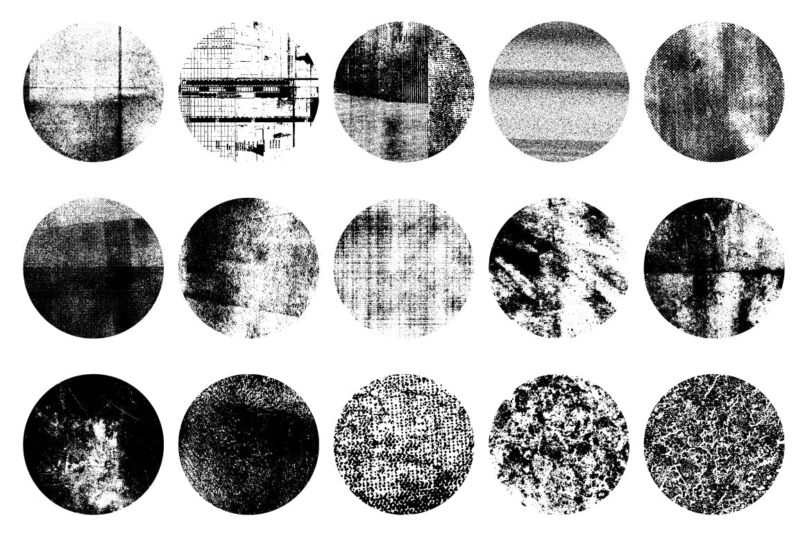 50款潮流抽象复古做旧磨损矢量背景纹理 Artistic Textured Circles Kit_img_2
