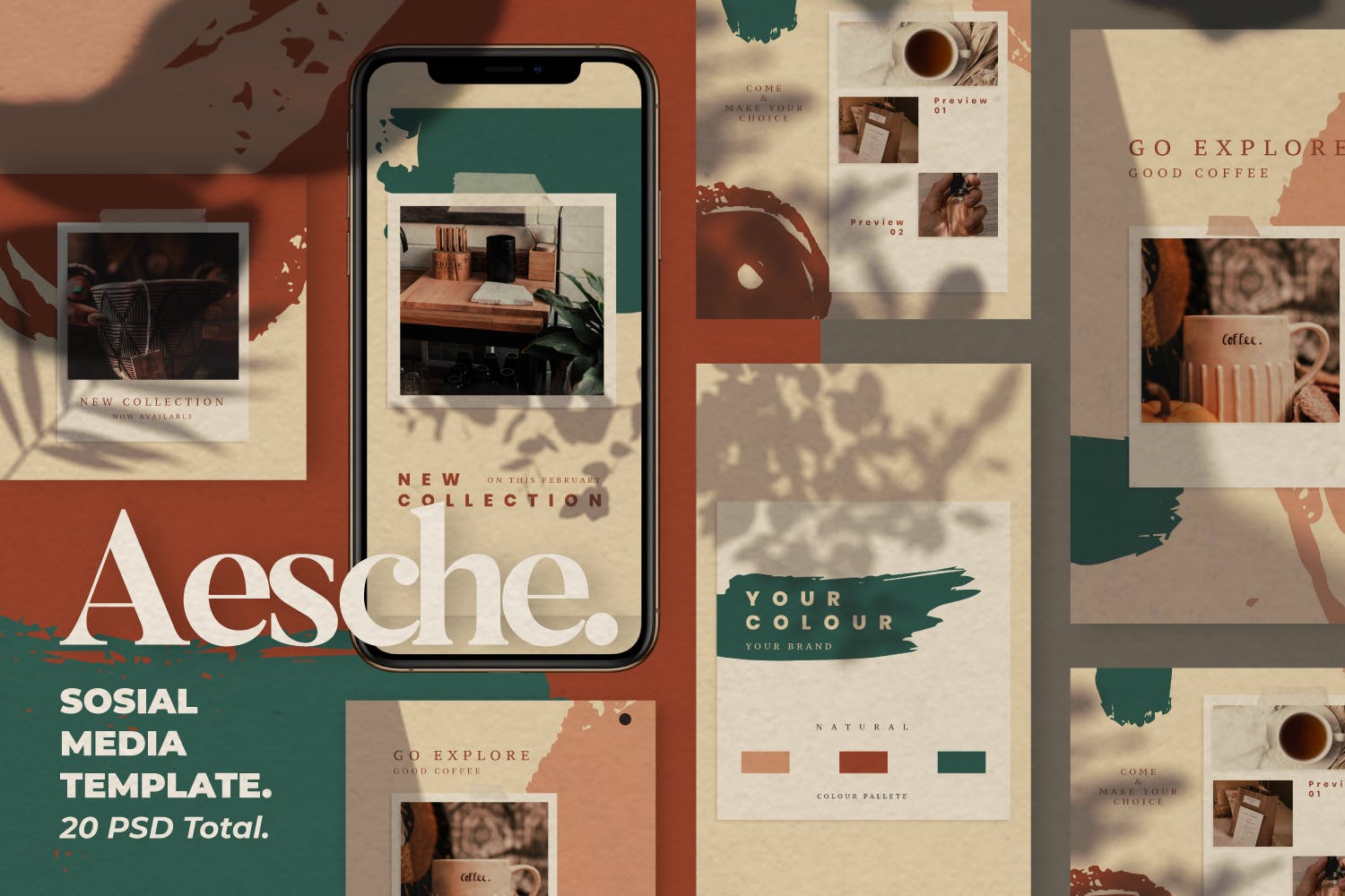 极简摄影推广新媒体海报设计模板 Aesche - Social Media Templates_img_2