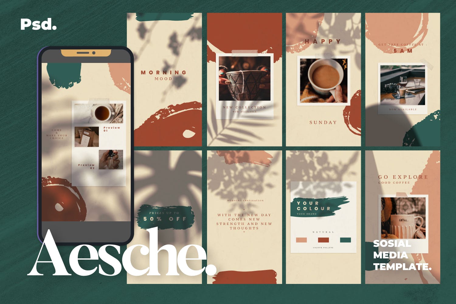 极简摄影推广新媒体海报设计模板 Aesche - Social Media Templates_img_2