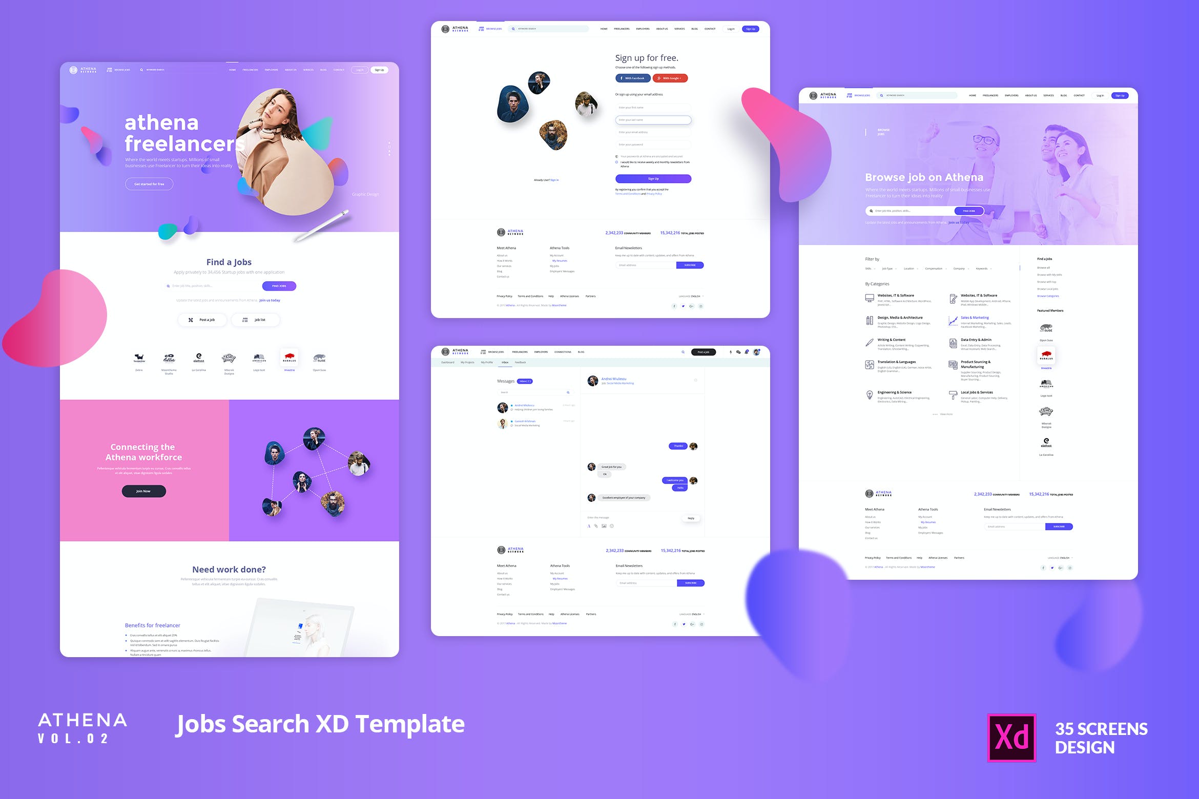 极简职位招聘网站WEB界面设计模板 ATHENA Vol.02 -Freelancer Jobs Search XD Template_img_2