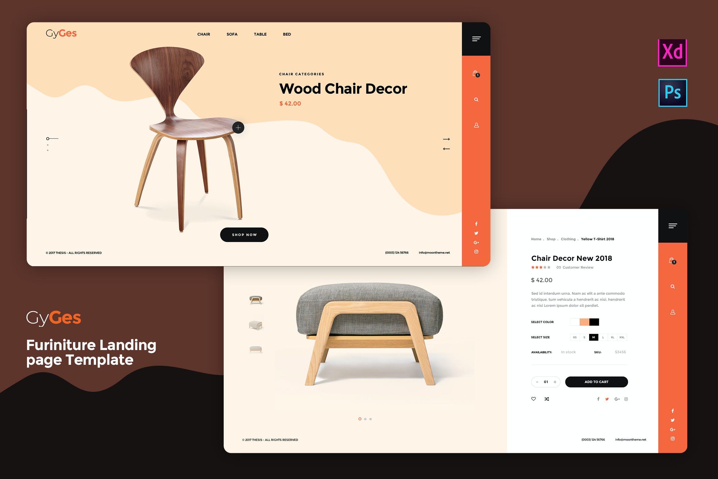 时尚家具网站WEB着陆页界面设计模板 Gyges - Furniture Landing Page Template_img_2