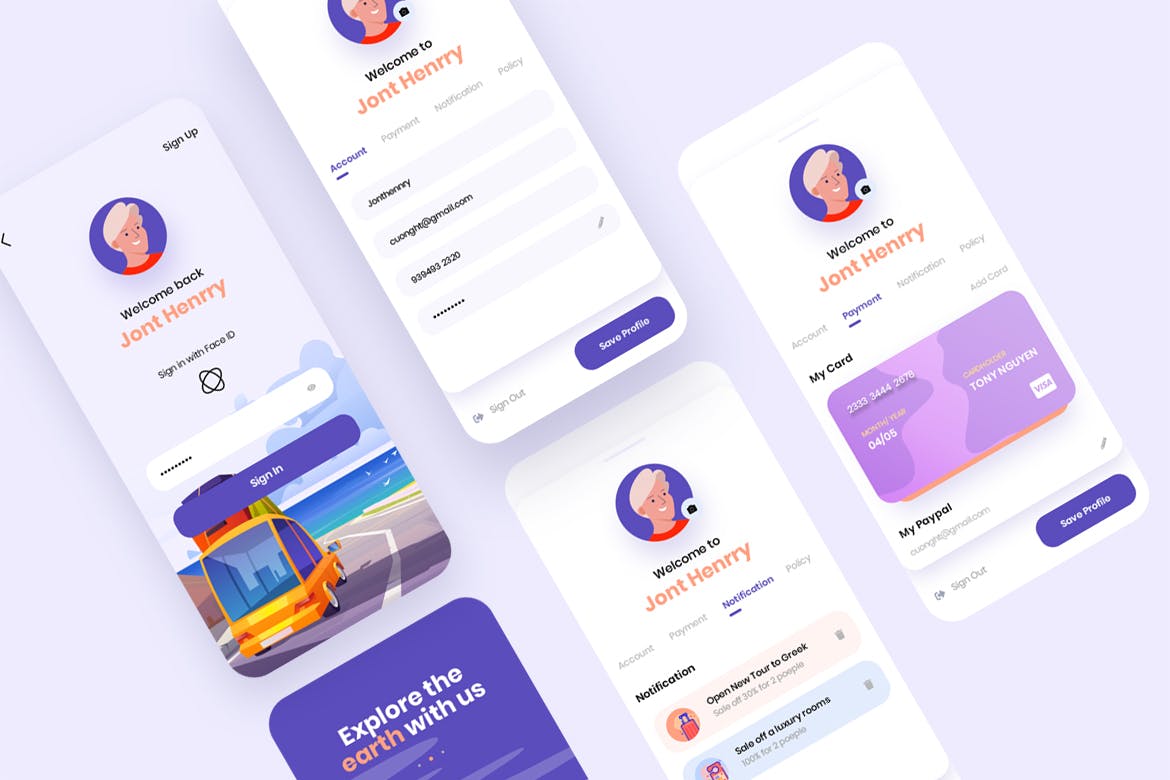 现代简约旅行摄影交友APP应用设计UI套件 Traap - Travel Mobile App UI Kit_img_2