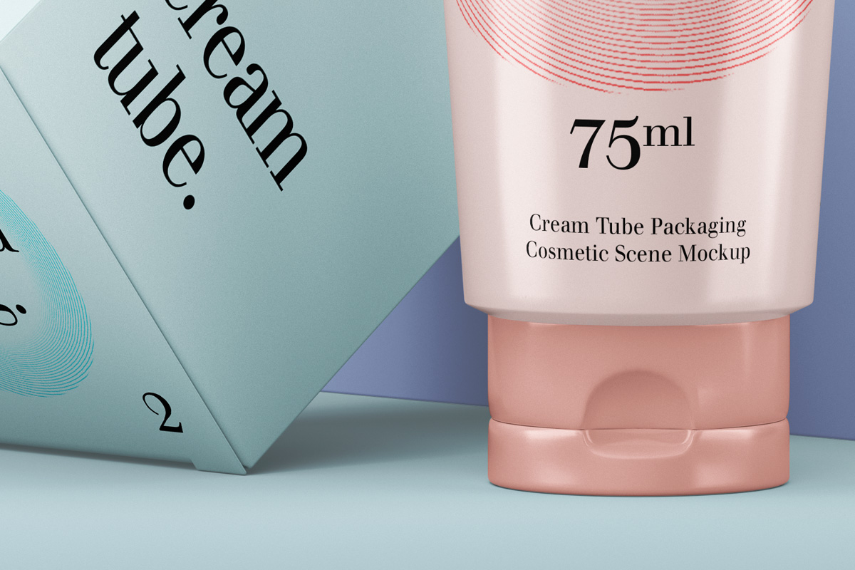 时尚化妆品护手霜软管包装盒样机模板 Cosmetic Psd Cream Tube Mockup Vol2_img_2