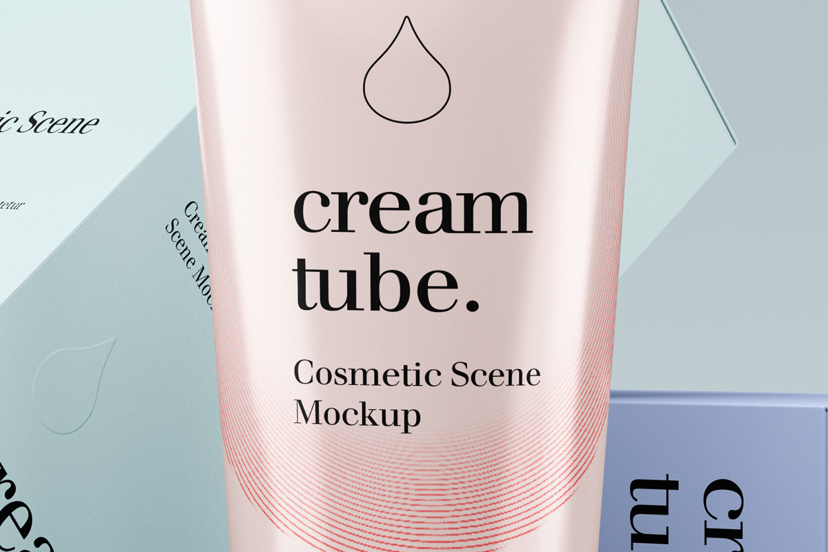 时尚化妆品护手霜软管包装盒样机模板 Cosmetic Psd Cream Tube Mockup Vol2_img_2