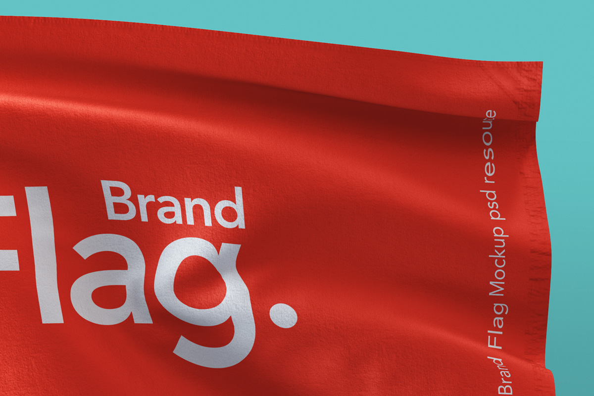 逼真飘扬旗帜样机PSD模板 Waving Brand Psd Flag Mockup_img_2