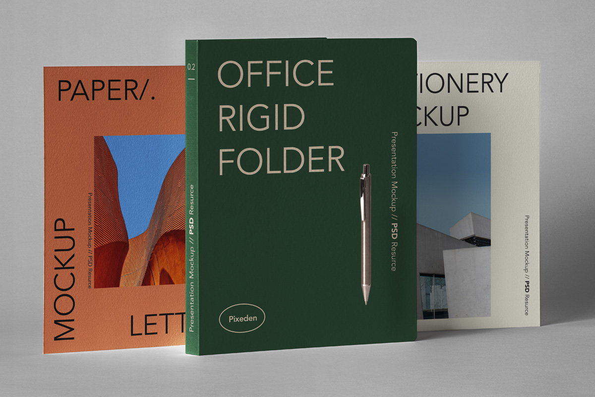 时尚办公文件夹信纸设计展示样机 Rigid Psd Folder Stationery Mockup_img_2