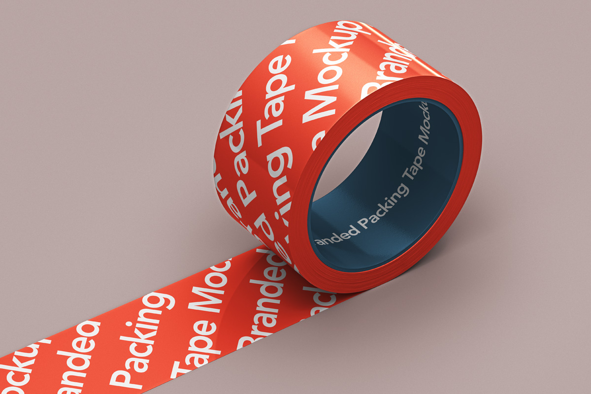 圆管胶带印花设计展示样机PSD模板 Branded Psd Packing Tape Mockup 2_img_2