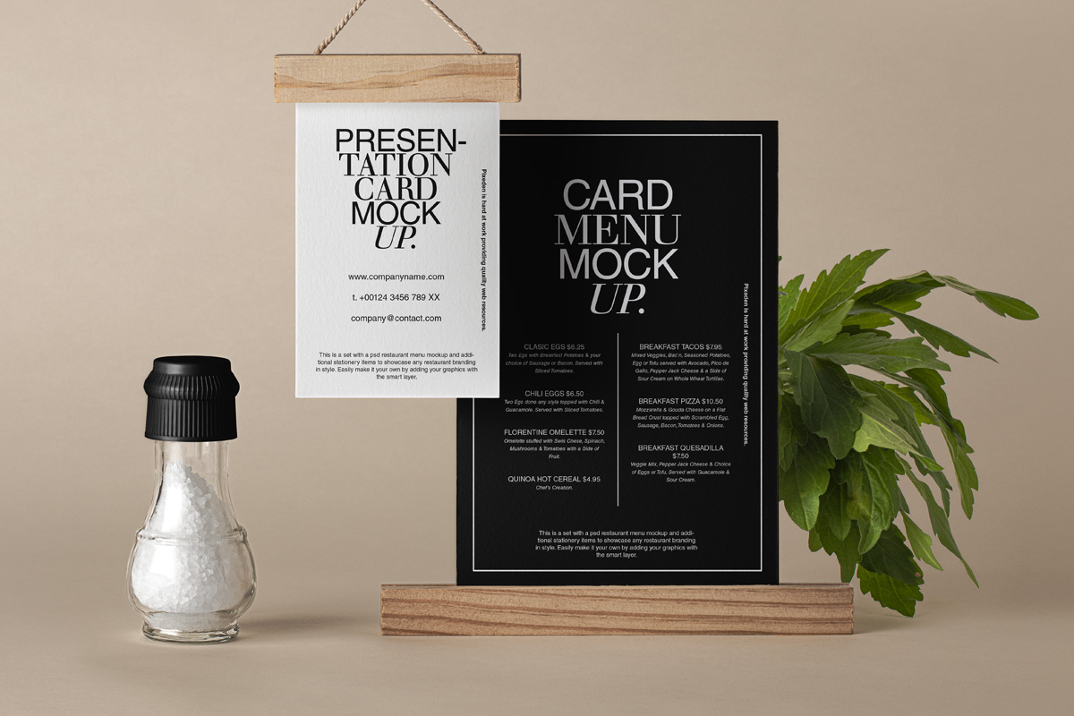 优雅餐厅菜单设计展示样机模板 Restaurant Psd Menu Mockup Set_img_2