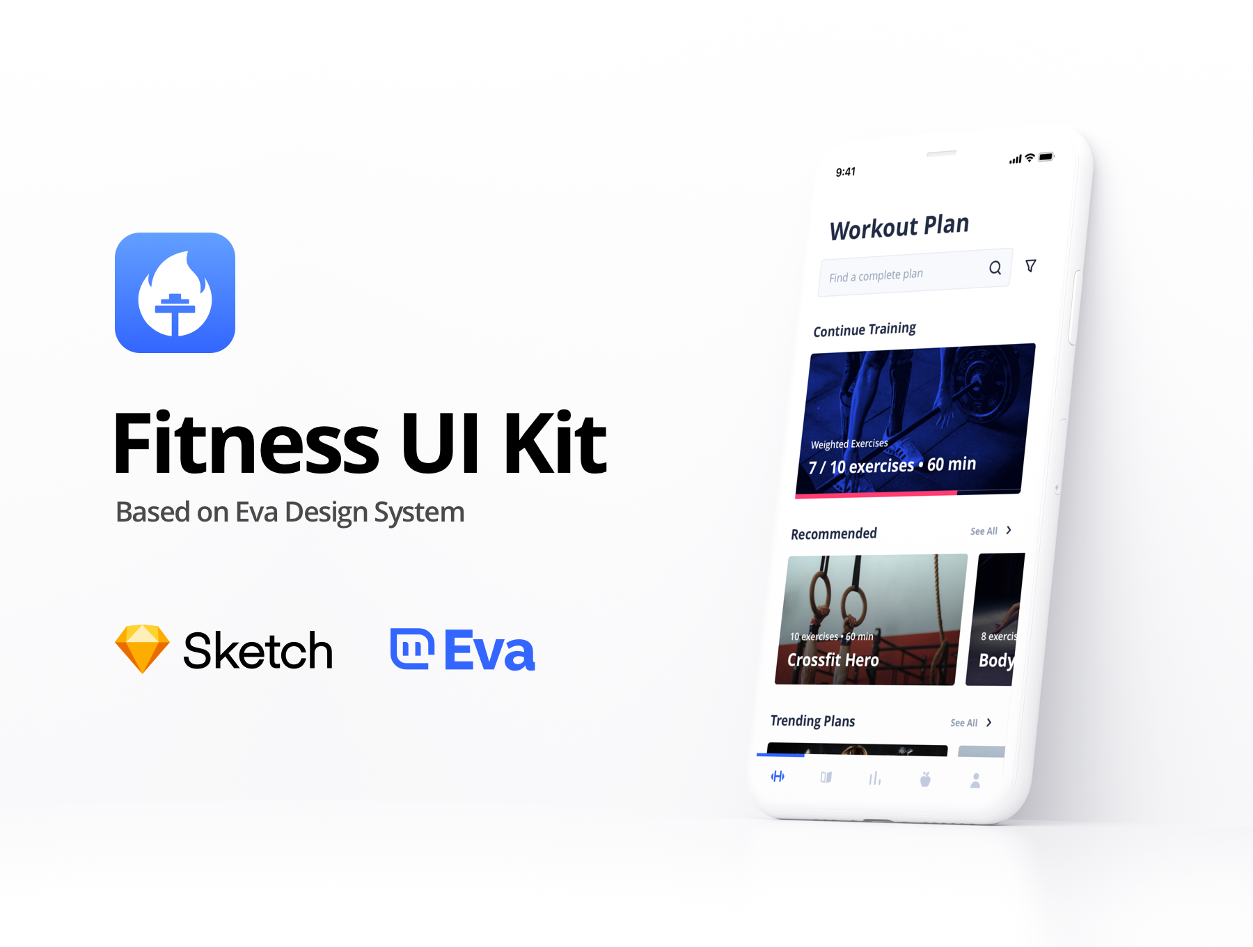 优秀简单健身跑步锻炼类APP UI KITS套装 Eva: Fitness UI Kit_img_2