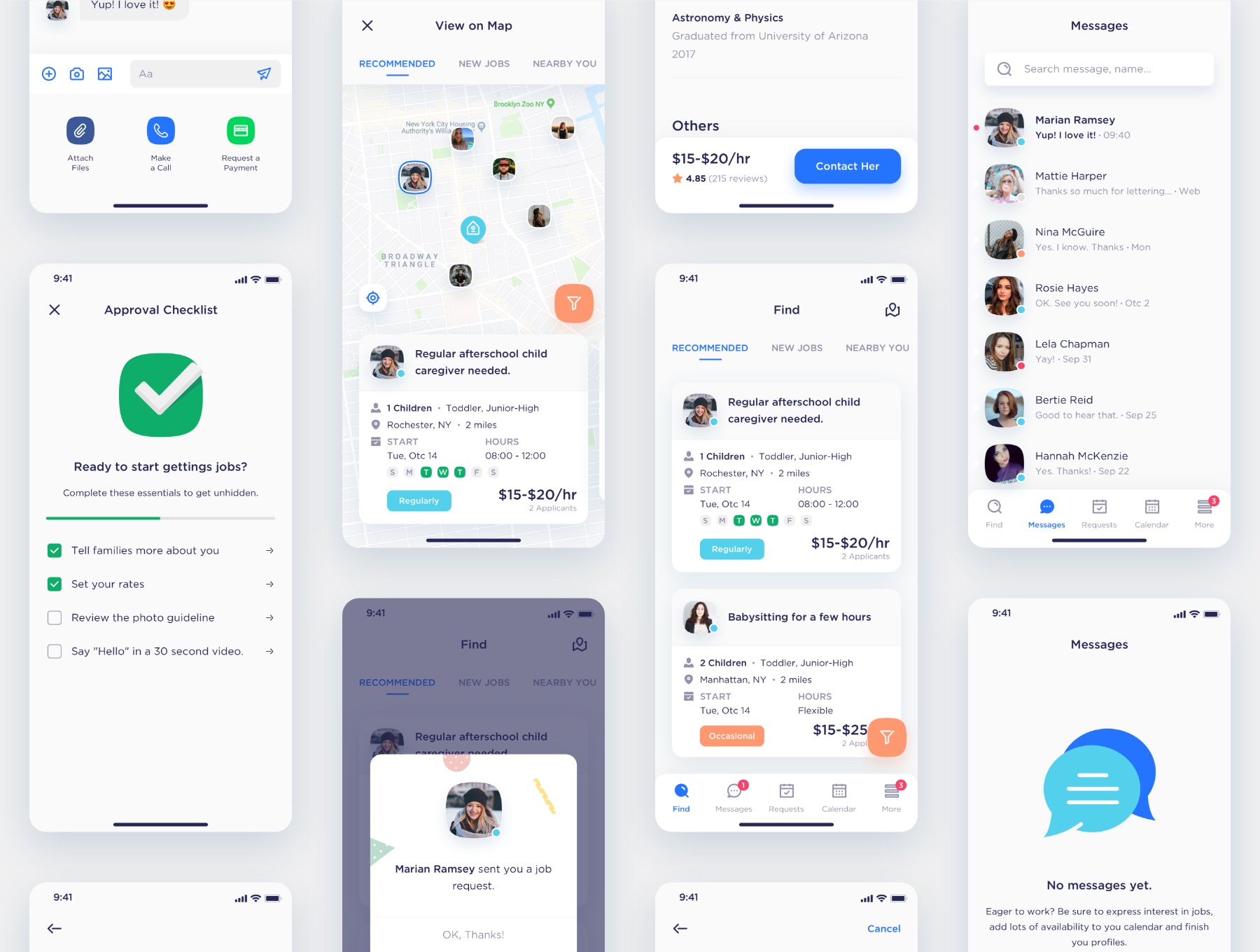 儿童保育护理宠物护理等家政项目APP界面设计UI KIT套装 Caren – For Family iOS UI Kit_img_2