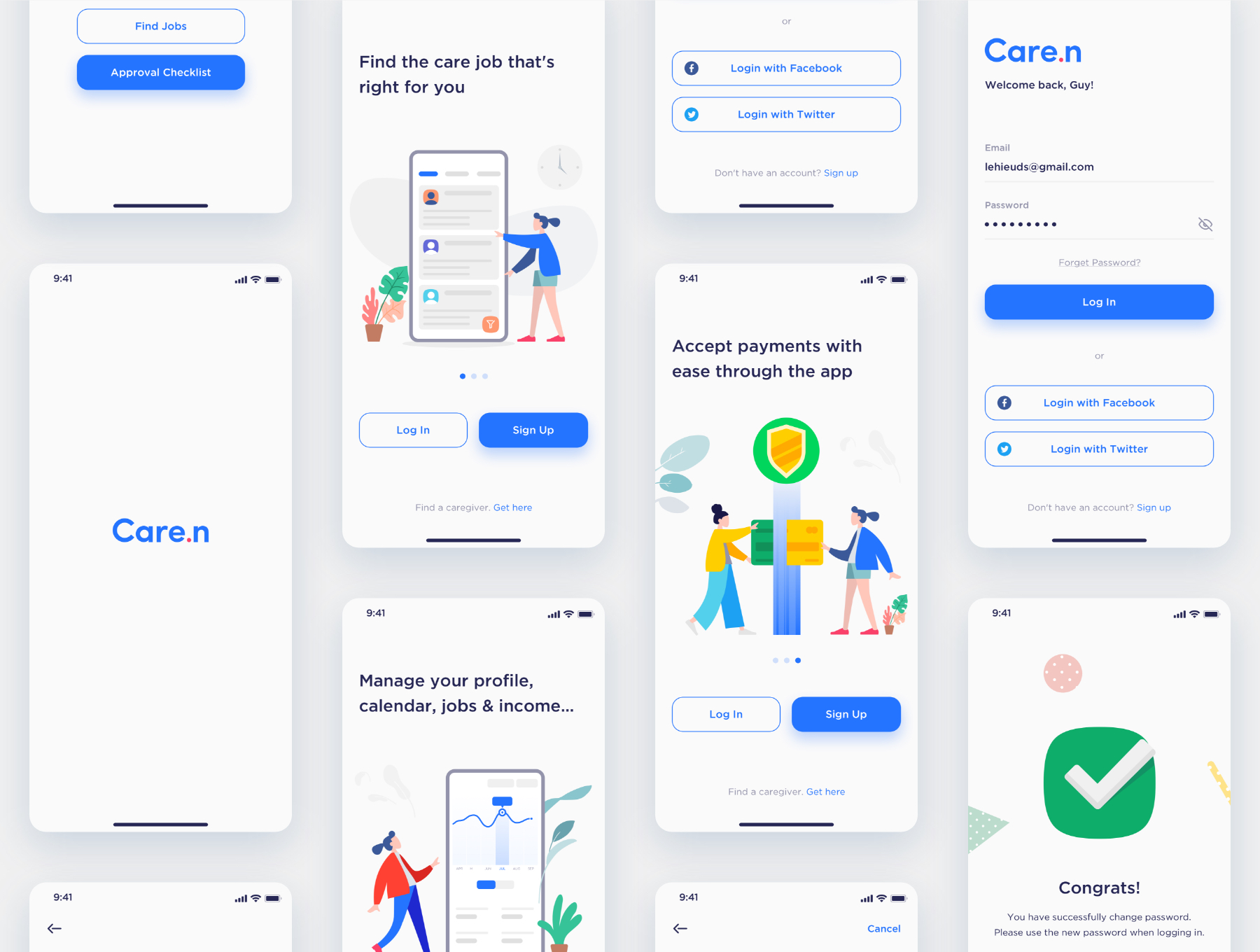 儿童保育护理宠物护理等家政项目APP界面设计UI KIT套装 Caren – For Family iOS UI Kit_img_2