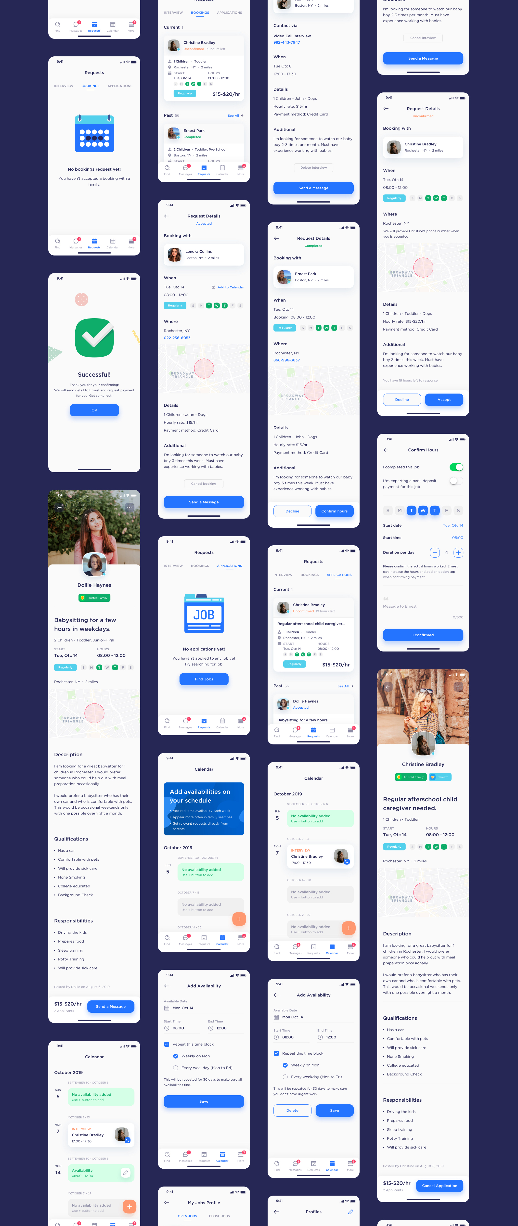 儿童保育护理宠物护理等家政项目APP界面设计UI KIT套装 Caren – For Family iOS UI Kit_img_2