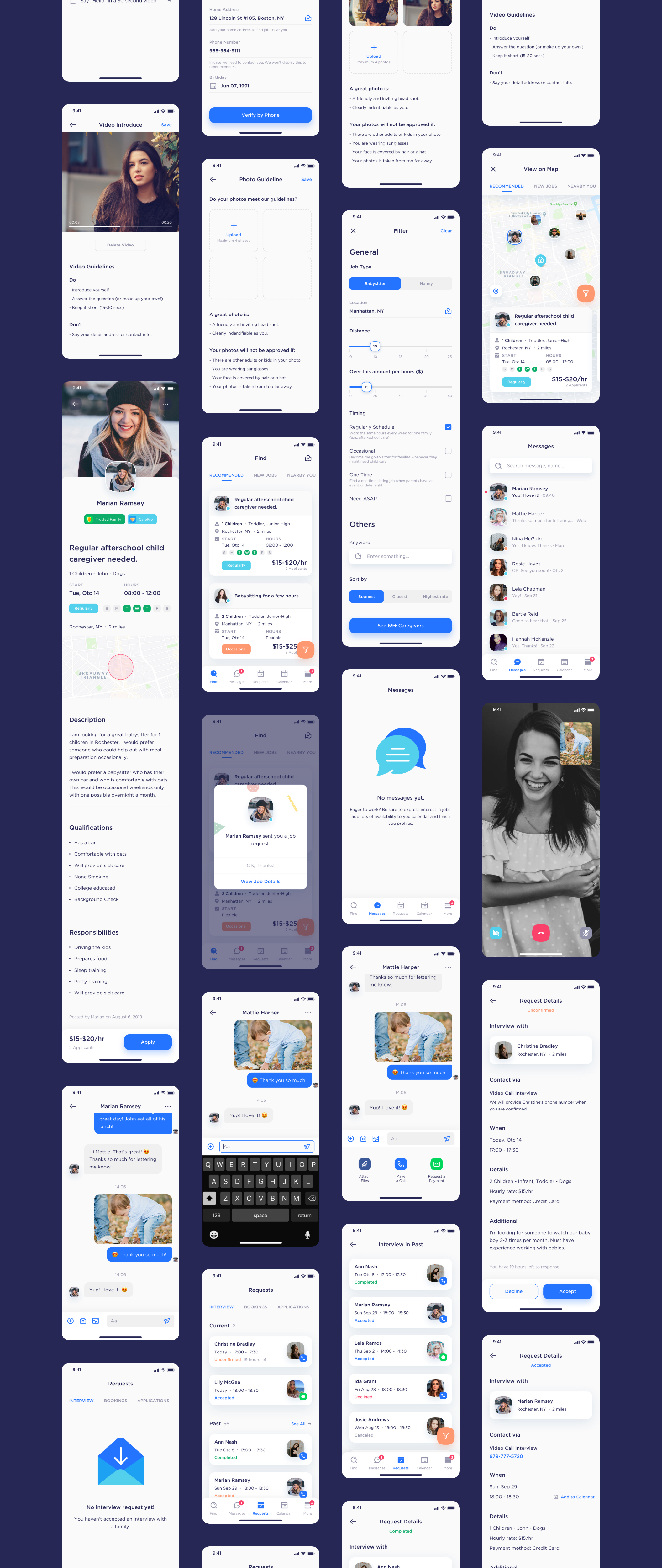 儿童保育护理宠物护理等家政项目APP界面设计UI KIT套装 Caren – For Family iOS UI Kit_img_2