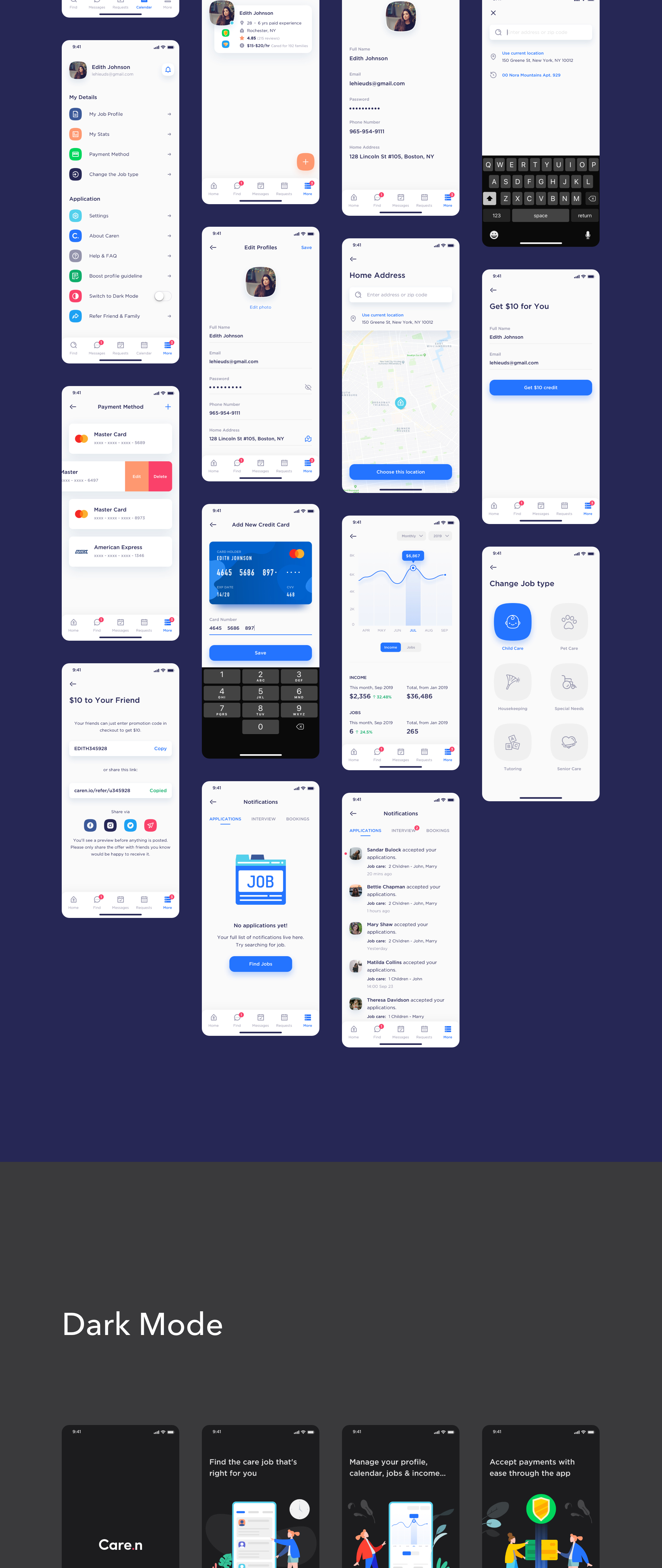 儿童保育护理宠物护理等家政项目APP界面设计UI KIT套装 Caren – For Family iOS UI Kit_img_2