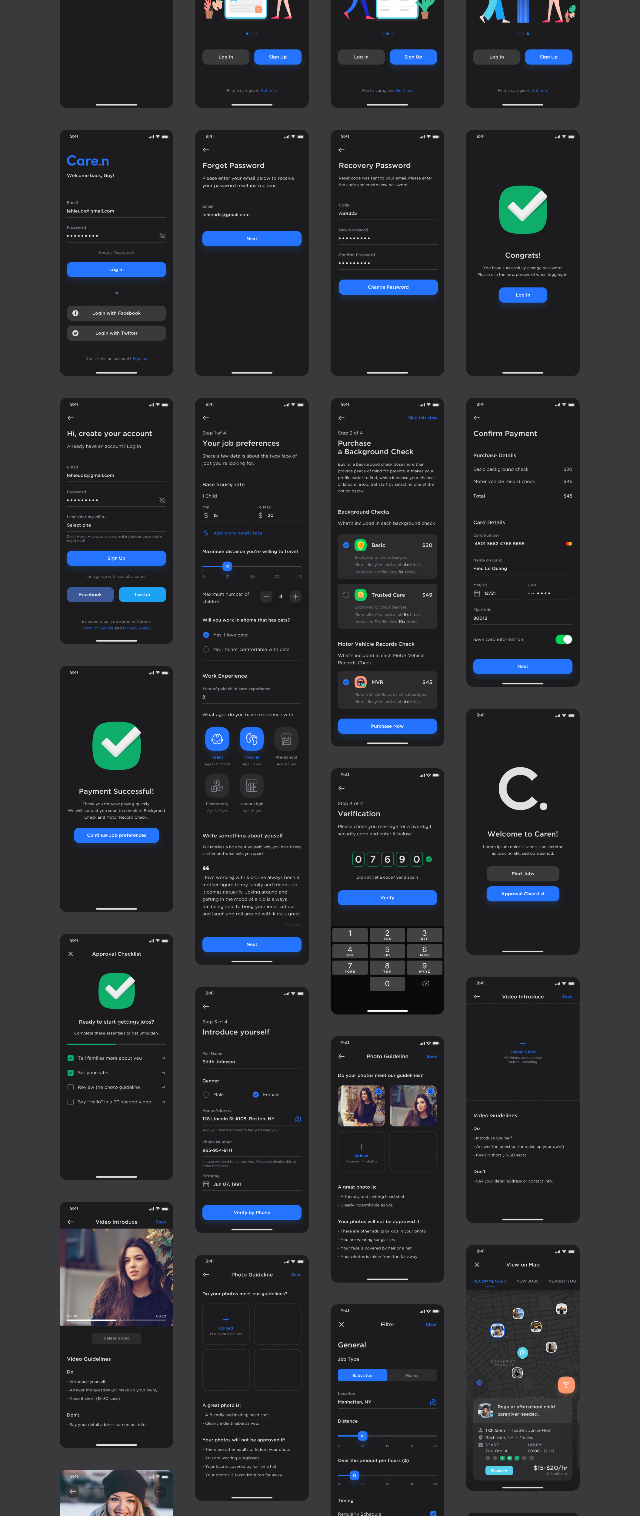 儿童保育护理宠物护理等家政项目APP界面设计UI KIT套装 Caren – For Family iOS UI Kit_img_2