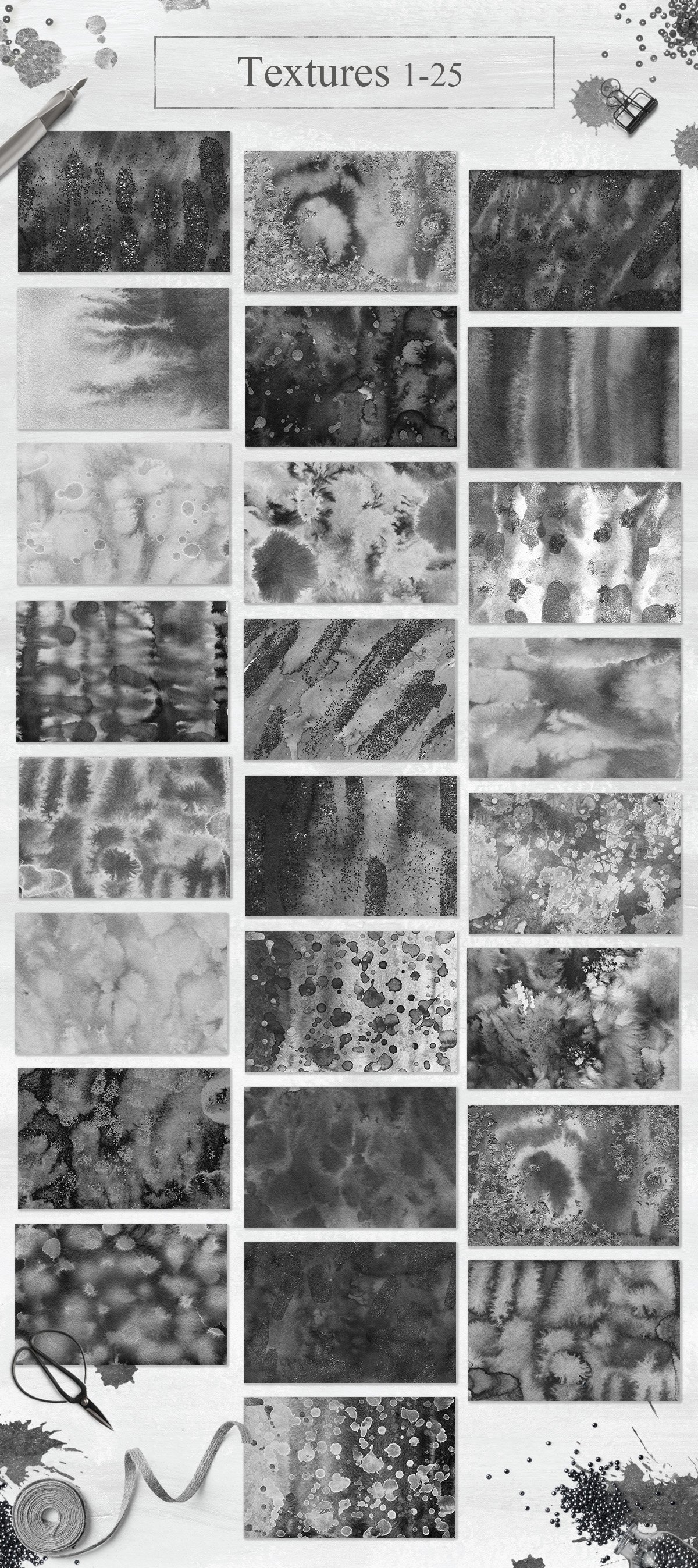 100个豪华黑金色水墨背景纹理素材 100 Luxury Black & Gold Ink Textures_img_2