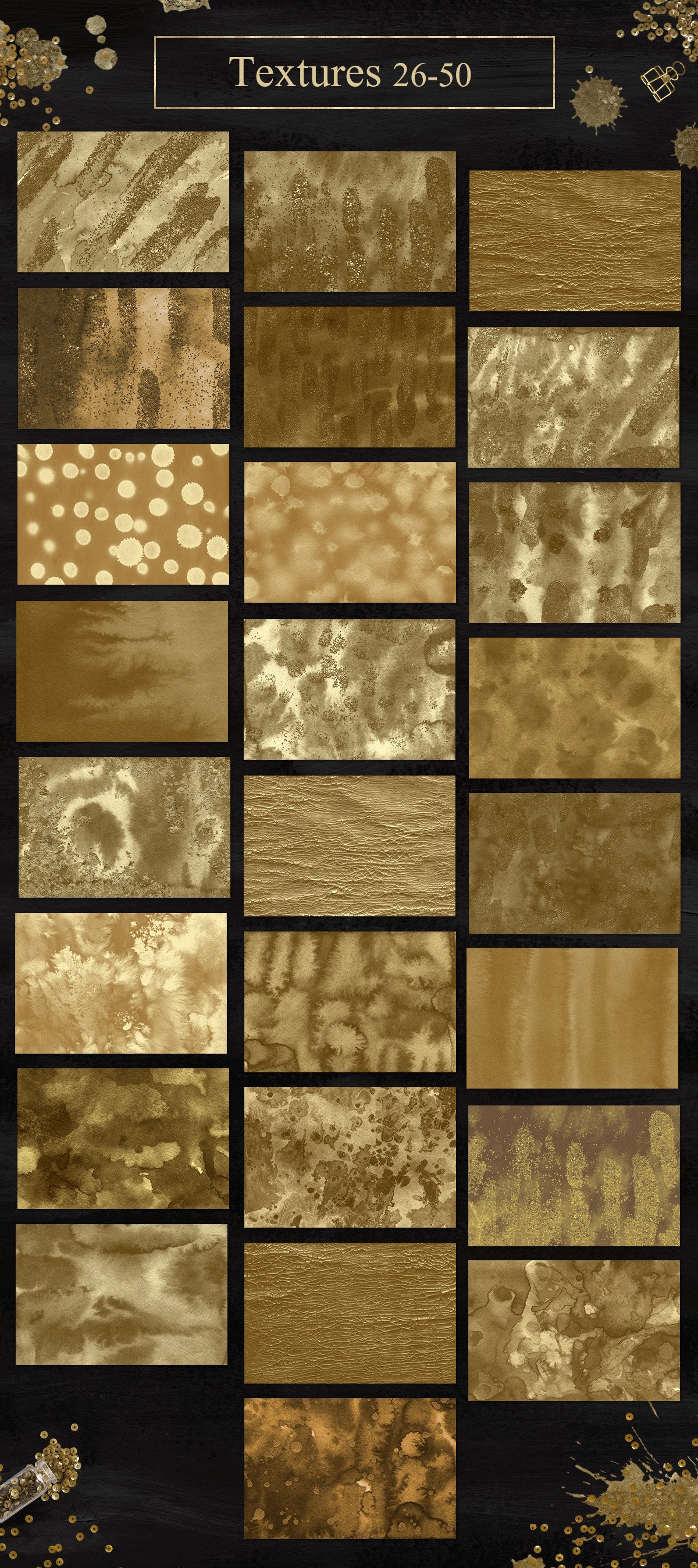 100个豪华黑金色水墨背景纹理素材 100 Luxury Black & Gold Ink Textures_img_2