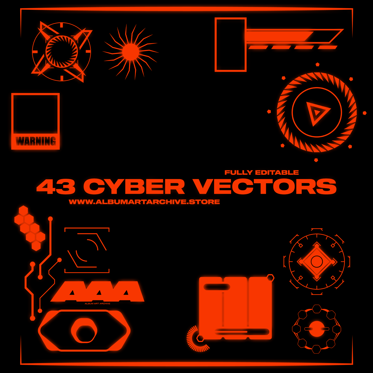 43种潮流HUD元素界面设计矢量图片素材 Cyber Vectors_img_2