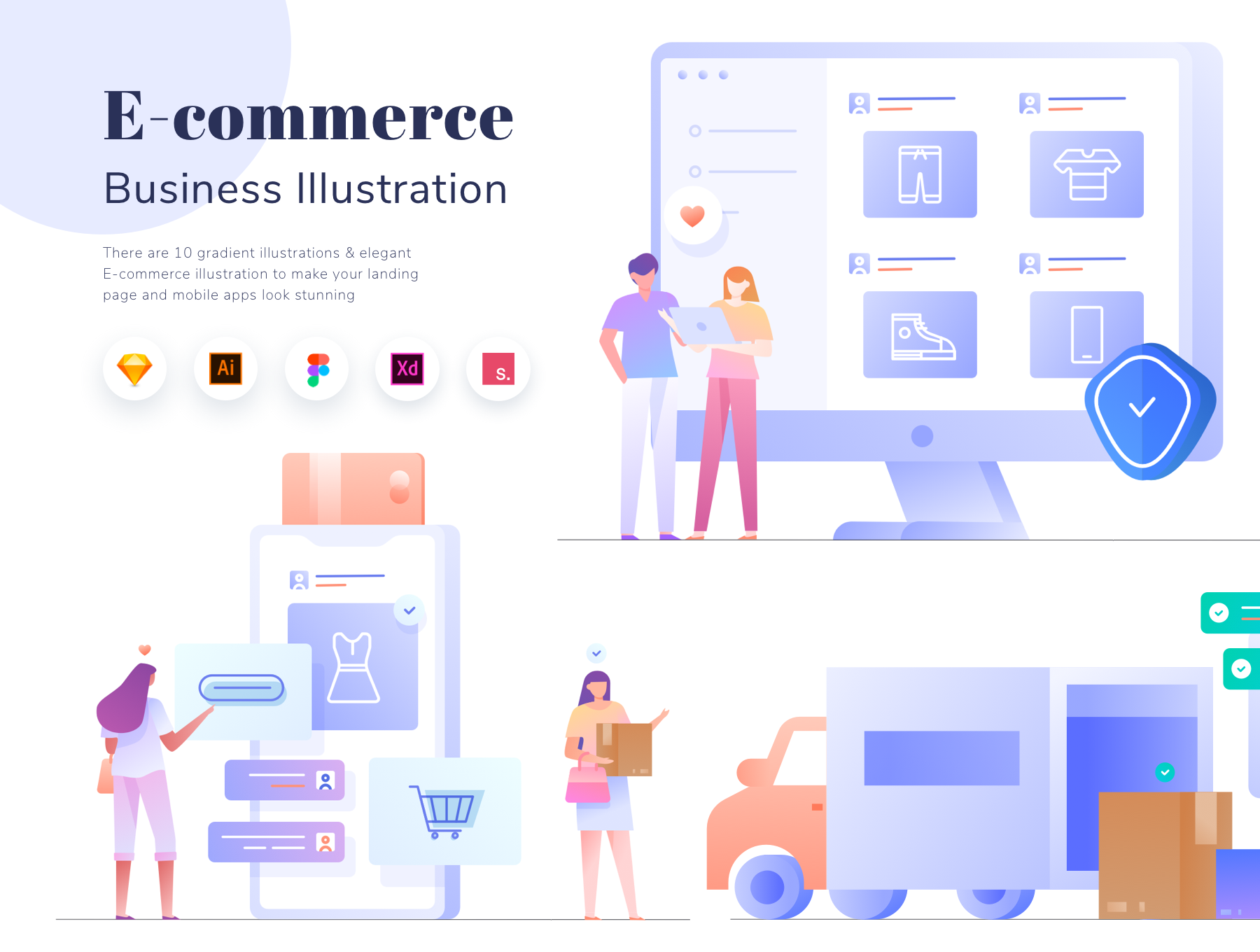 10个精美电商矢量创意概念插画素材 E-commerce Business Illustration Vol.01_img_2