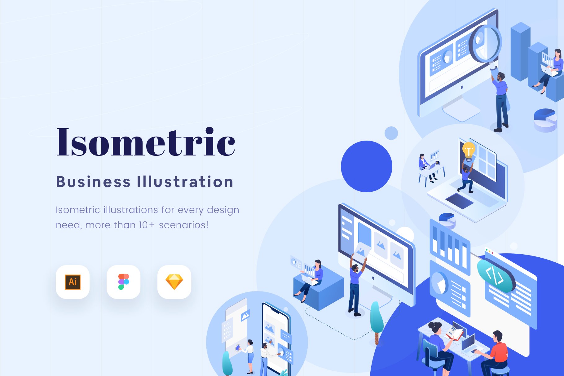 2.5D互联网商业概念矢量插画素材 Isometric Business Illustration Pack_img_2