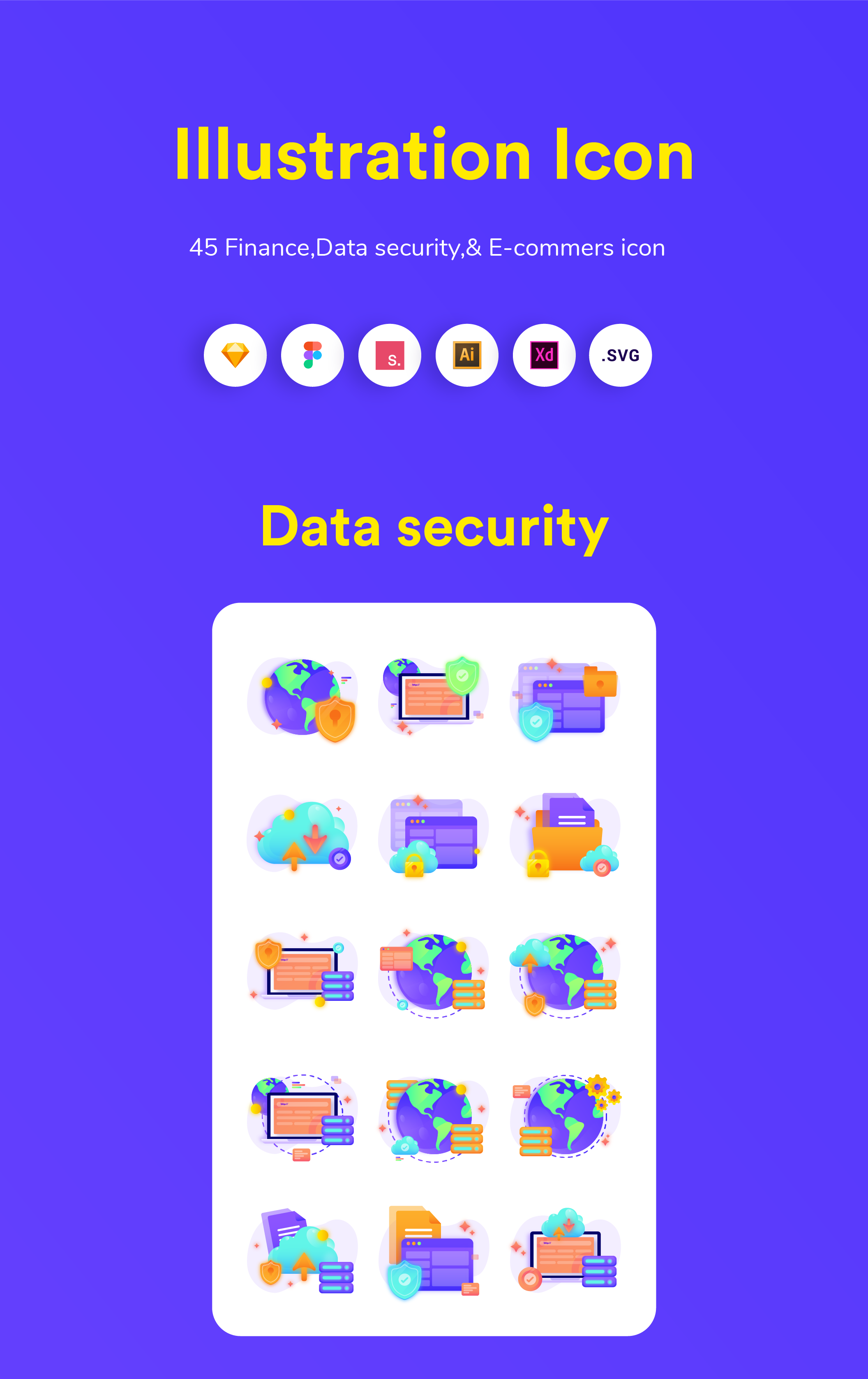 金融安全矢量图标素材下载 Icon Package For Finance, Data Security And E-commerce_img_2